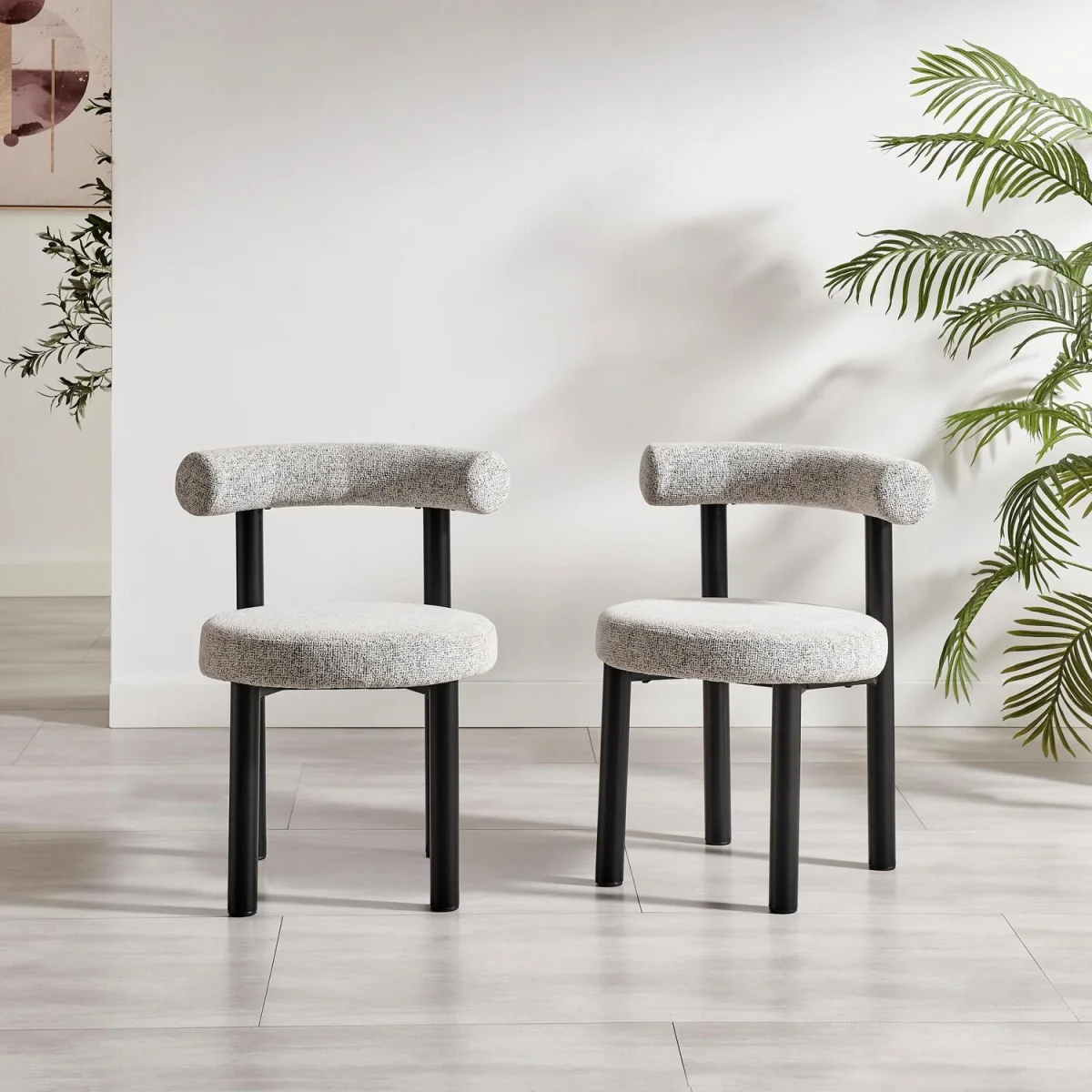 Novara Glass Black Leg Round Dining Table 4 Isola Chairs - Grey – image 3