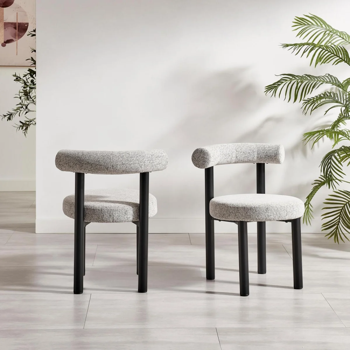Novara Glass Black Leg Round Dining Table 4 Isola Chairs - Grey – image 4
