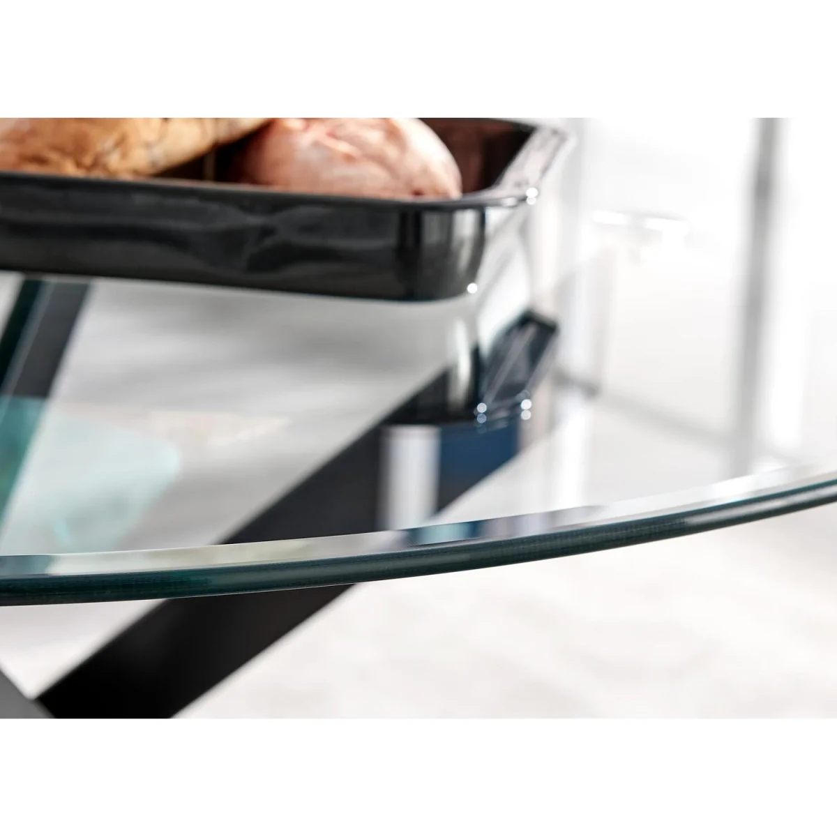 Novara Glass Black Leg Round Dining Table 4 Isola Chairs - Grey – image 9