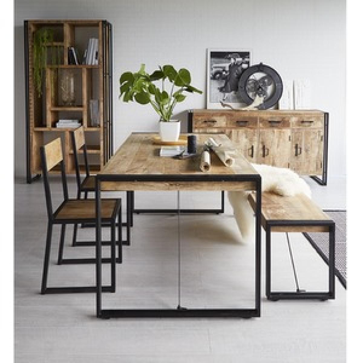 Upcycled Industrial Vintage Mintis Dining Table Set - Light Wood – image 6