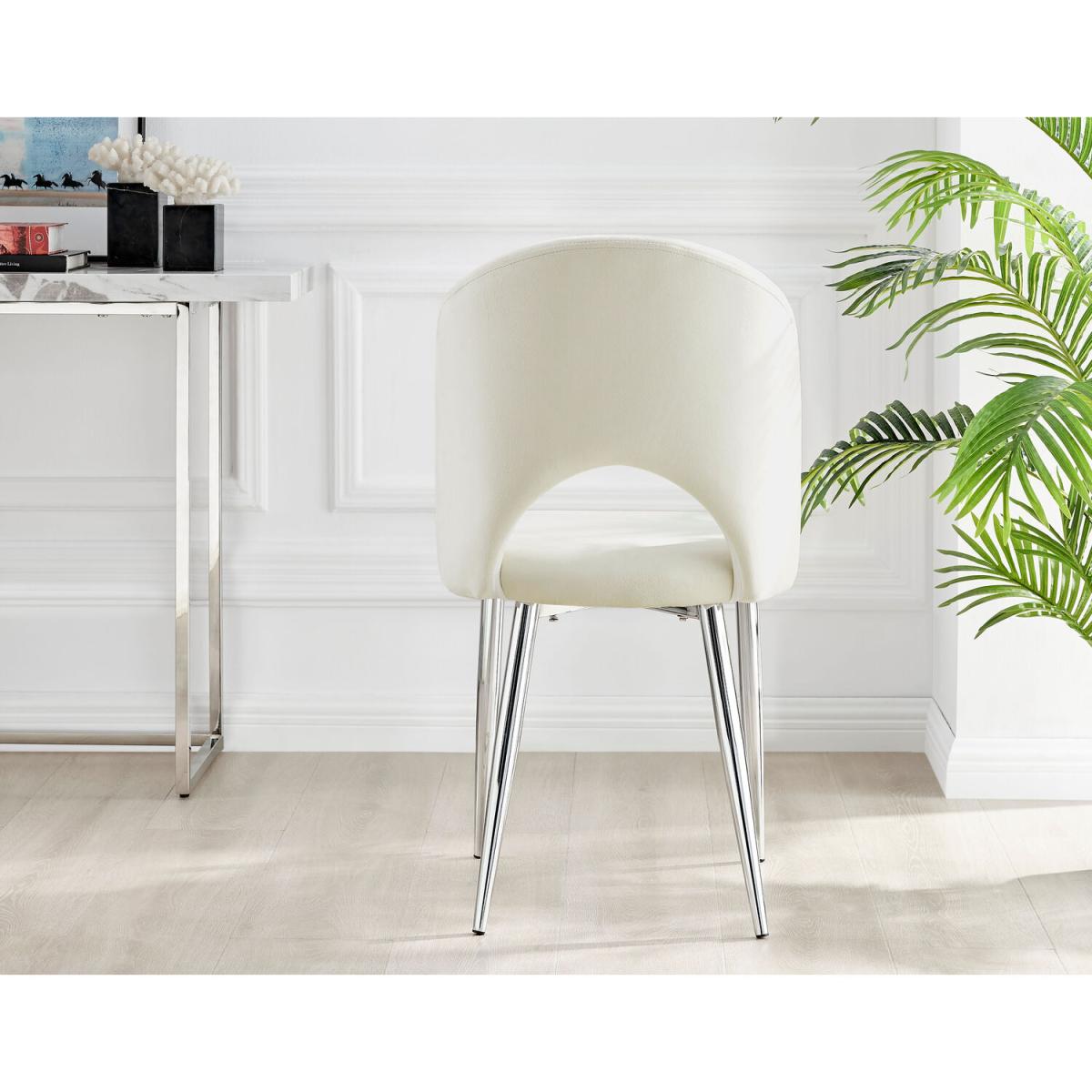 Kylo White High Gloss Dining Table and 4 Arlon Silver Leg Chairs - Black – image 25