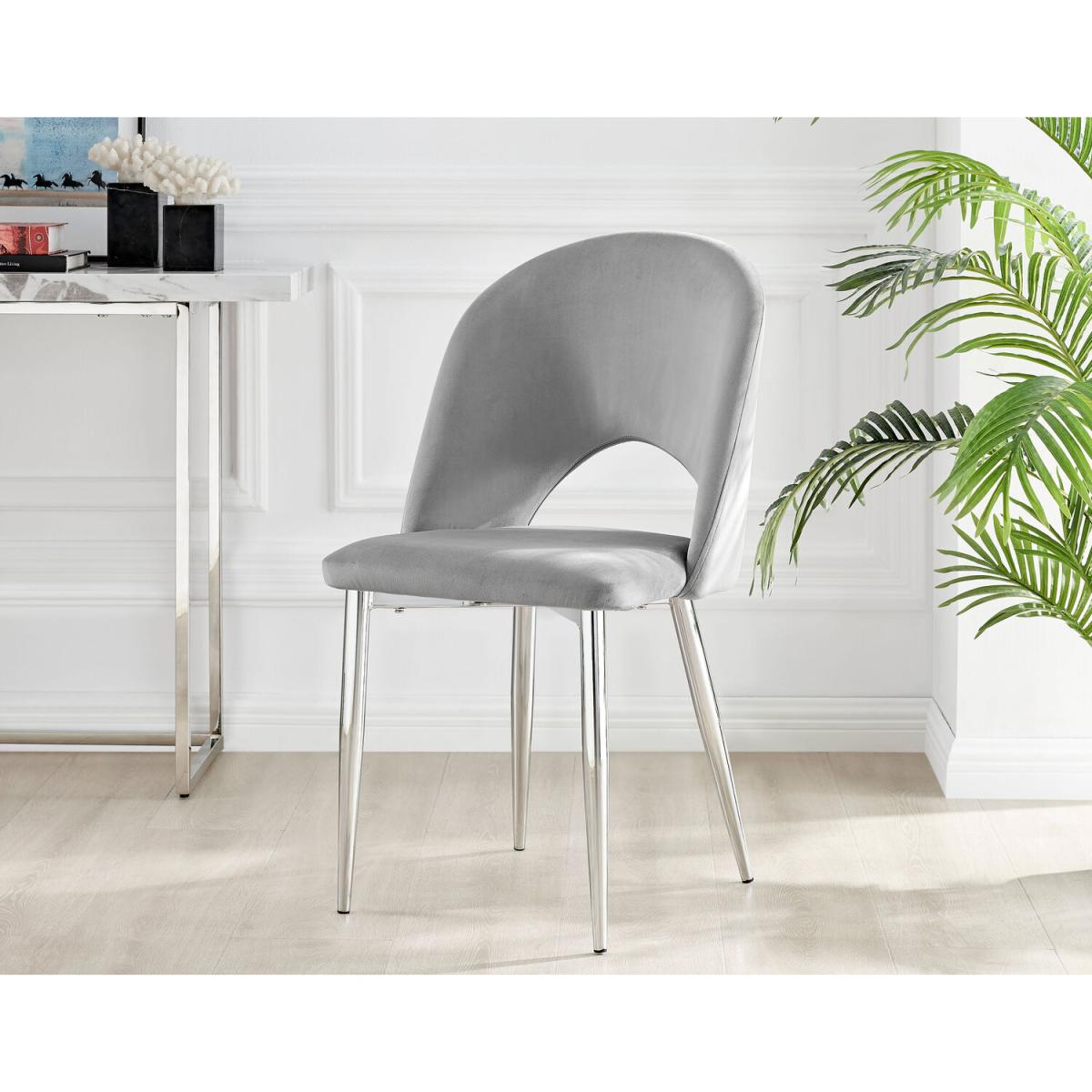 Kylo White High Gloss Dining Table and 4 Arlon Silver Leg Chairs - Black – image 29