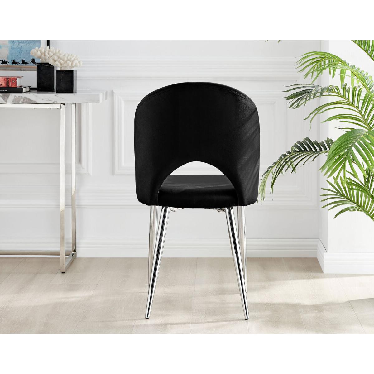 Kylo White High Gloss Dining Table and 4 Arlon Silver Leg Chairs - Black – image 7