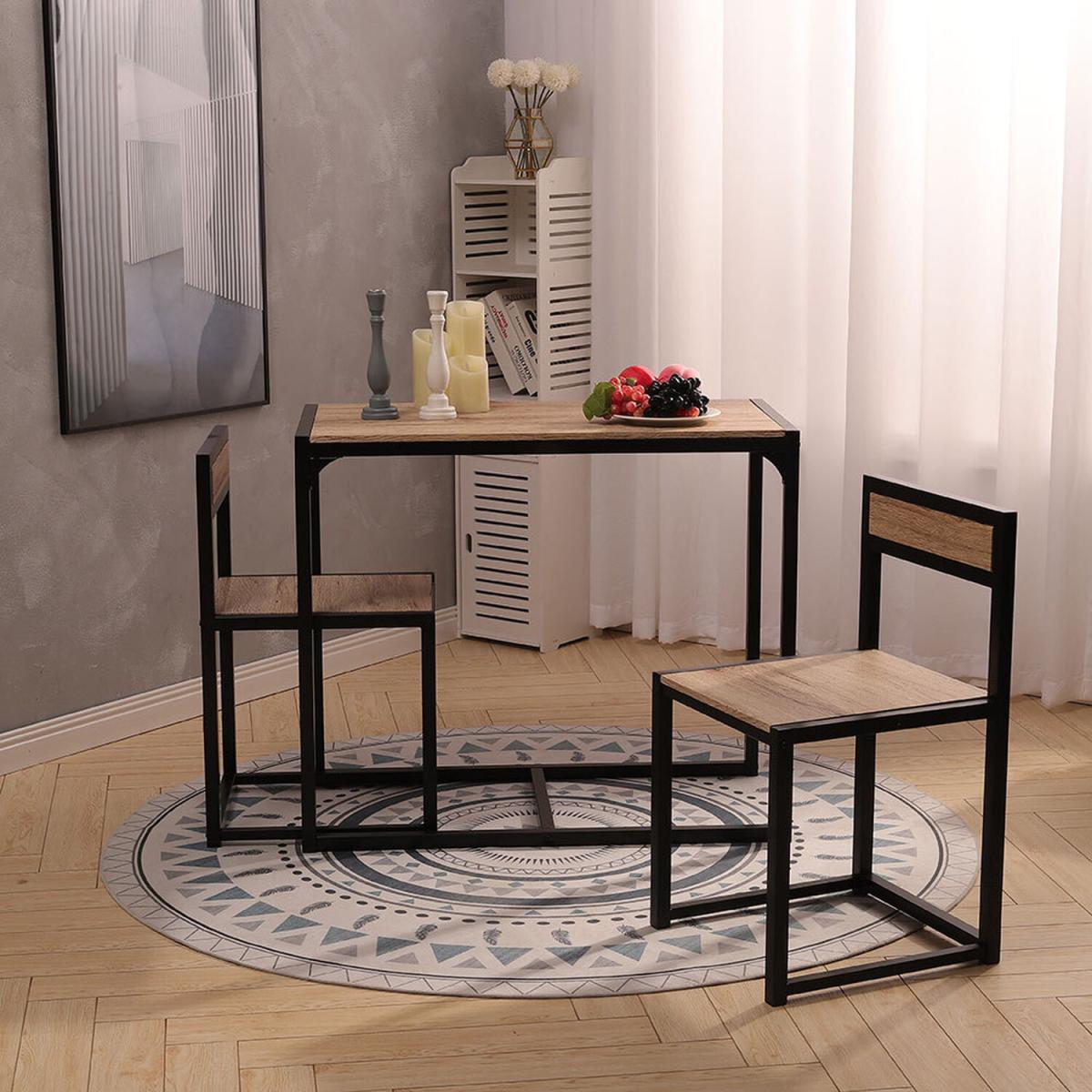 Modern Dining  Coffee Side Table With 2 Chair Set  Leg Living Room - Yellow – image 3