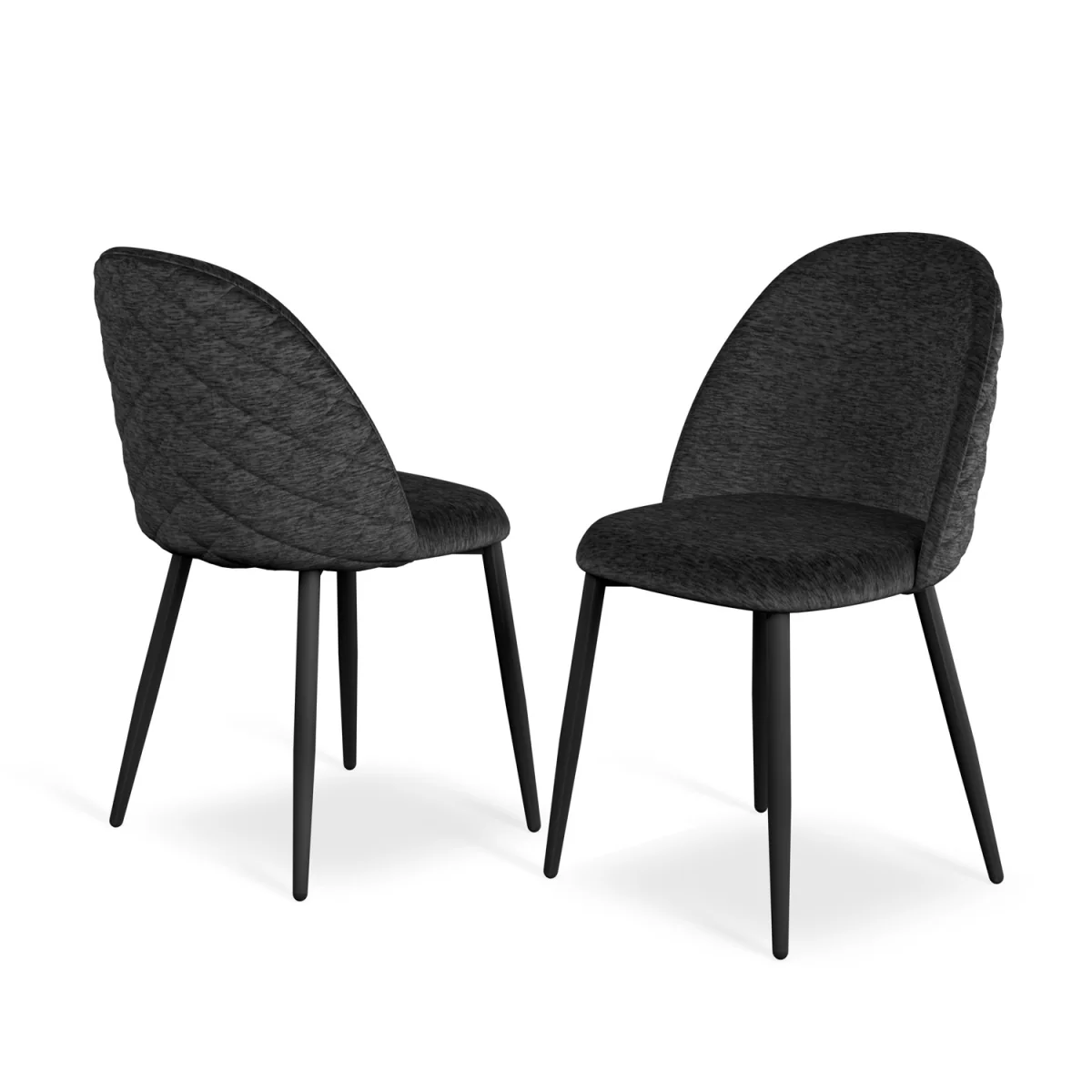 Juno Light Grey Table Top W Black Legs + Raye Velvet Dining Chair Set Of 8 - Black – image 3