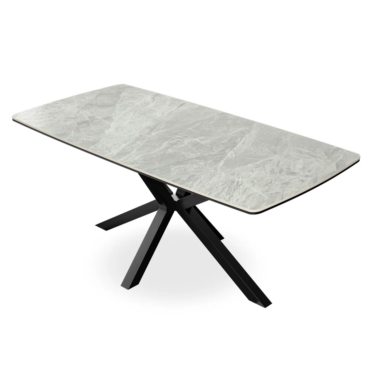 Juno Light Grey Table Top W Black Legs + Raye Velvet Dining Chair Set Of 8 - Black – image 6