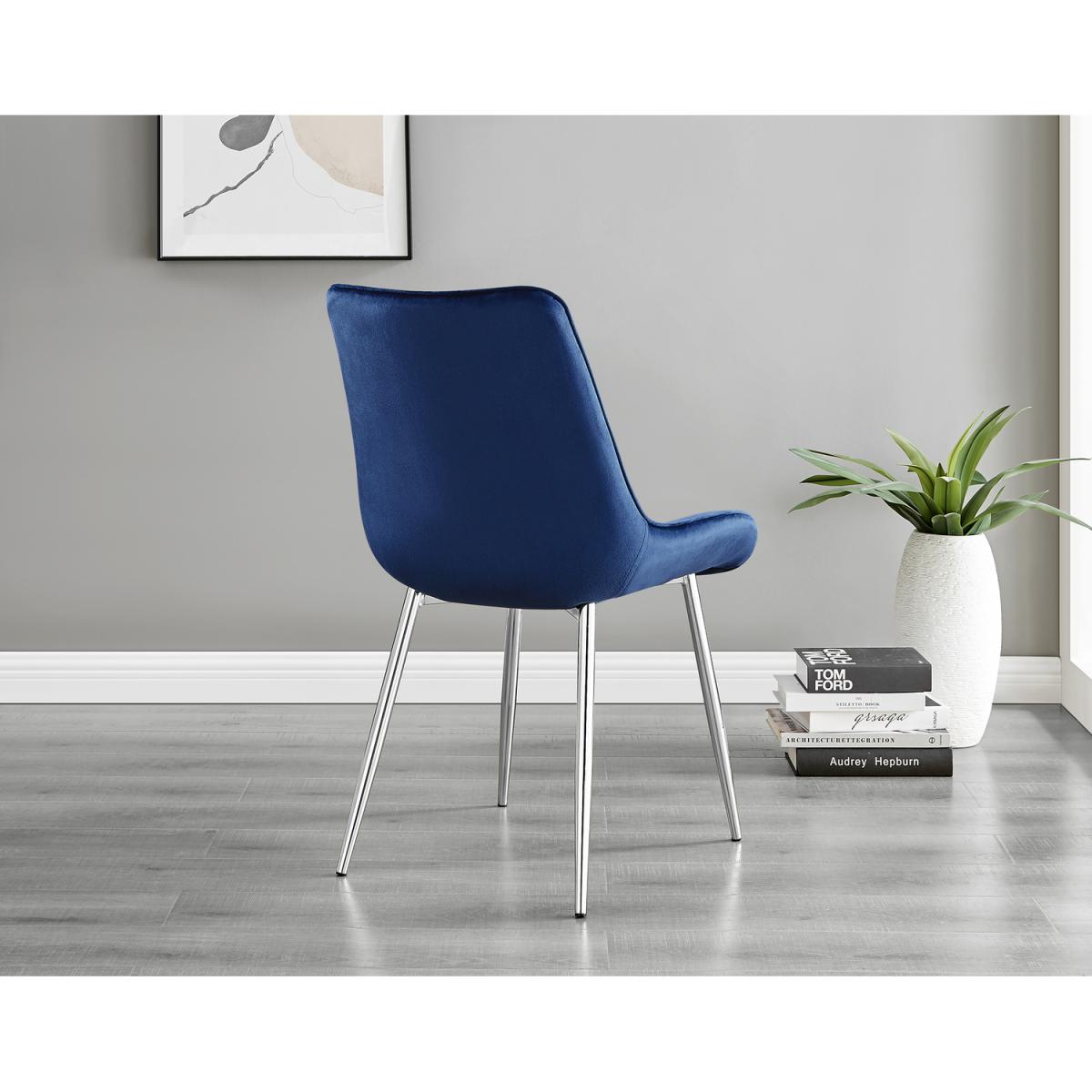 Giovani 4 Black Dining Table and 4 Pesaro Silver Leg Chairs - Blue – image 11