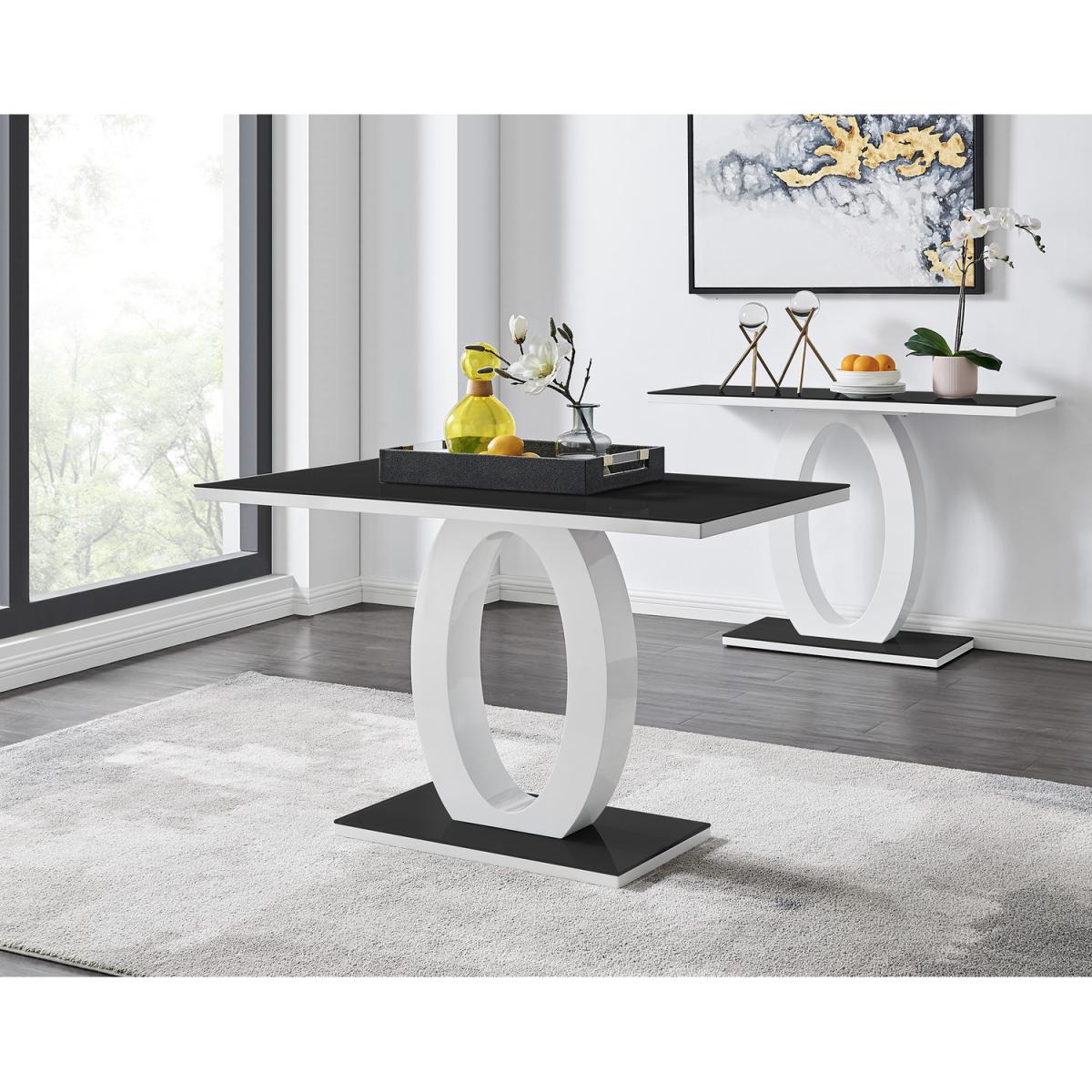 Giovani 4 Black Dining Table and 4 Pesaro Silver Leg Chairs - Blue – image 3