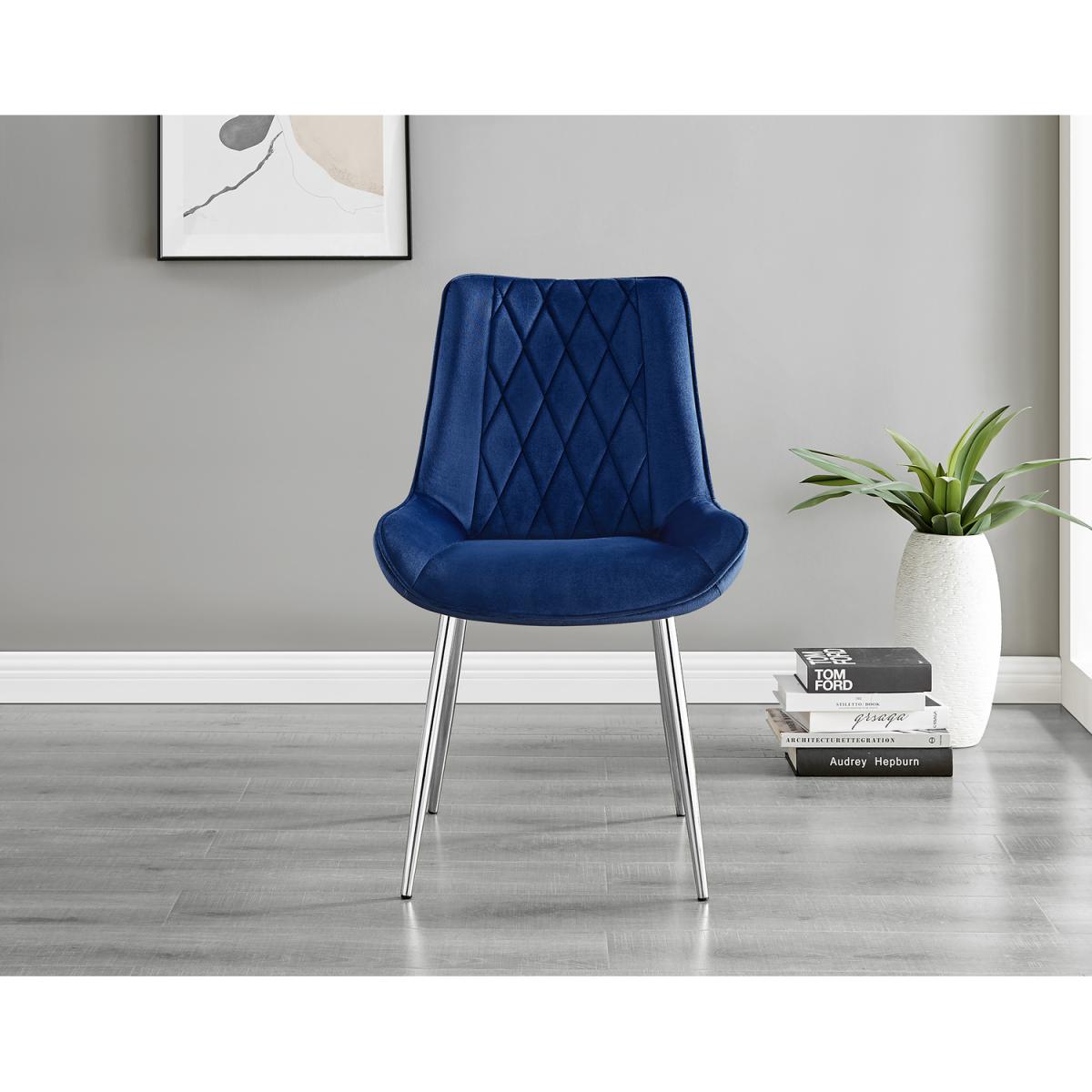 Giovani 4 Black Dining Table and 4 Pesaro Silver Leg Chairs - Blue – image 8