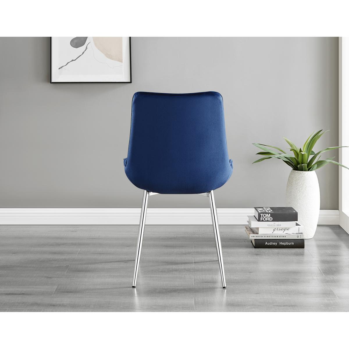 Giovani 4 Black Dining Table and 4 Pesaro Silver Leg Chairs - Blue – image 10