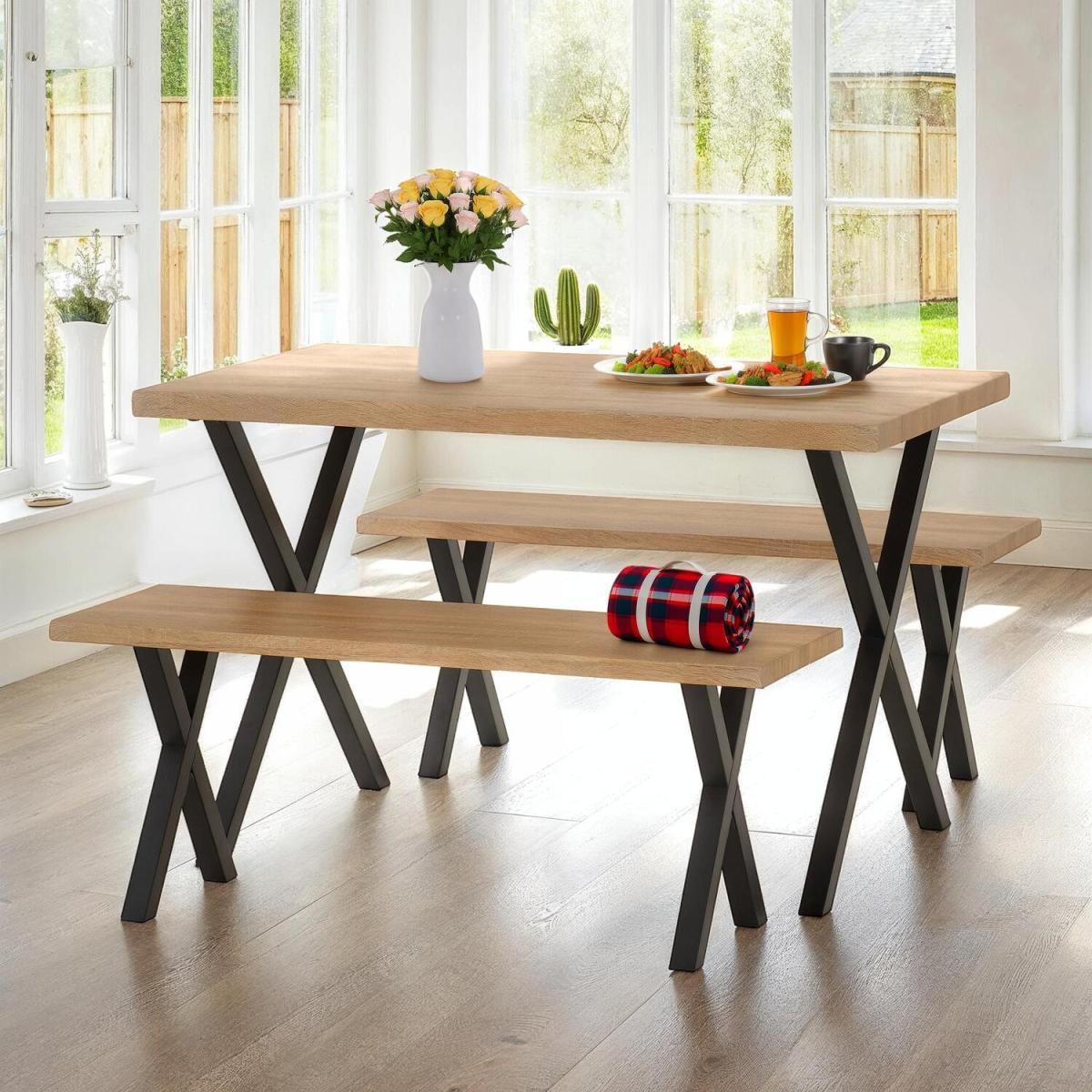 Buxton Dining Bench Set - Light Oak Effect