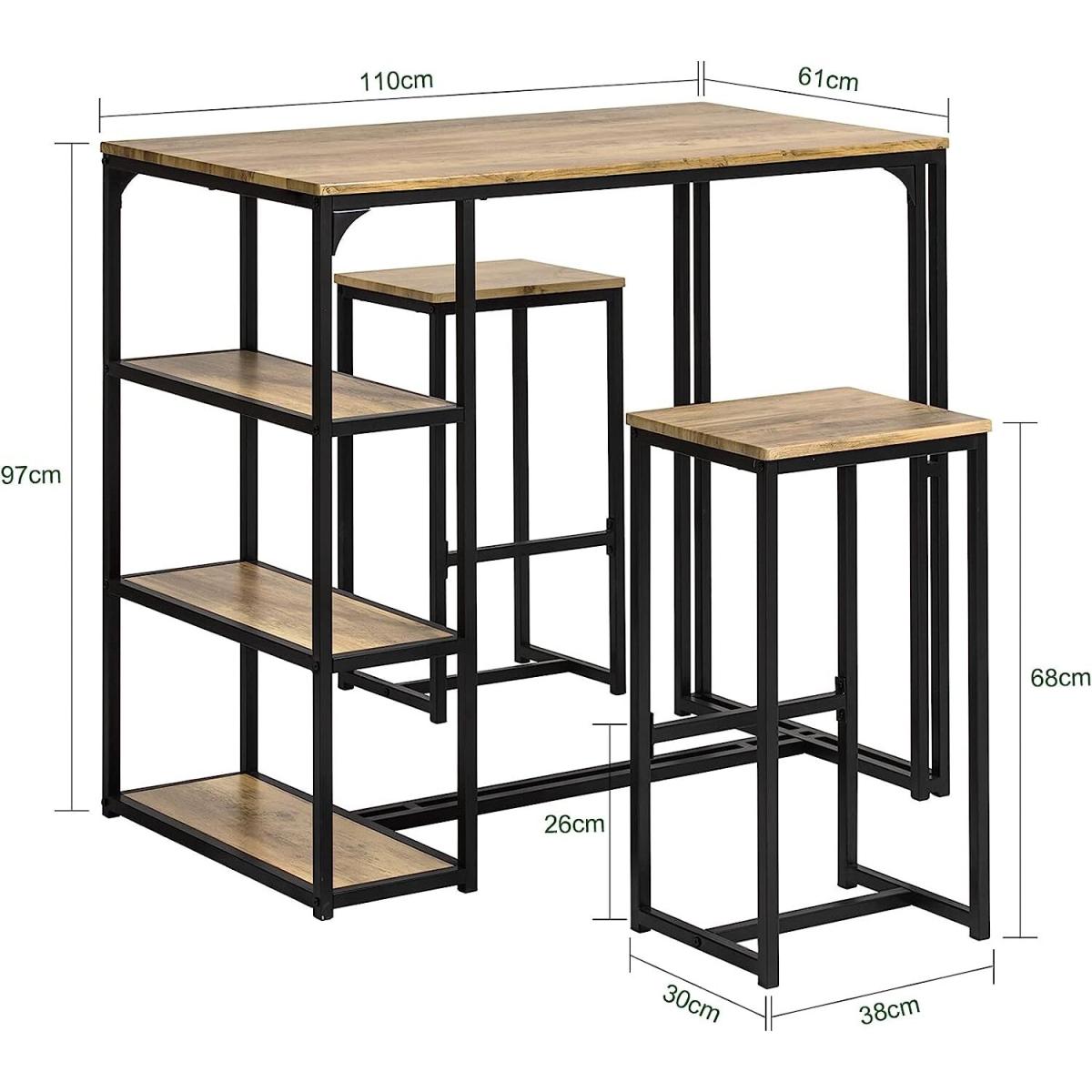 Bar Set-1 Bar Table and 2 Stools - Neutral – image 5