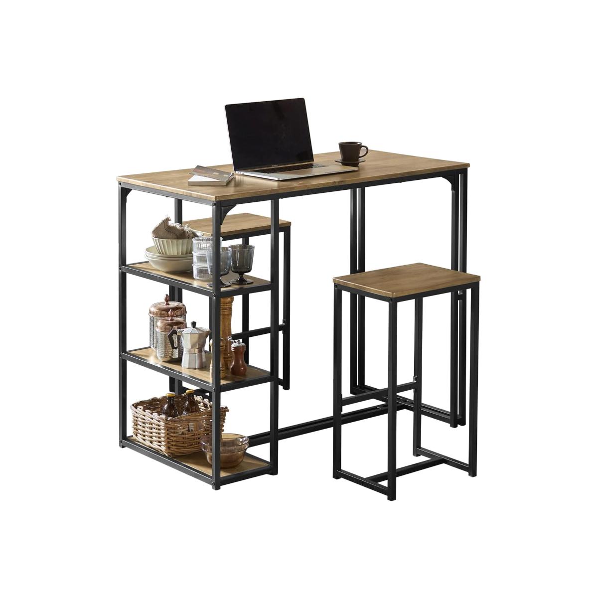 Bar Set-1 Bar Table and 2 Stools - Neutral – image 1