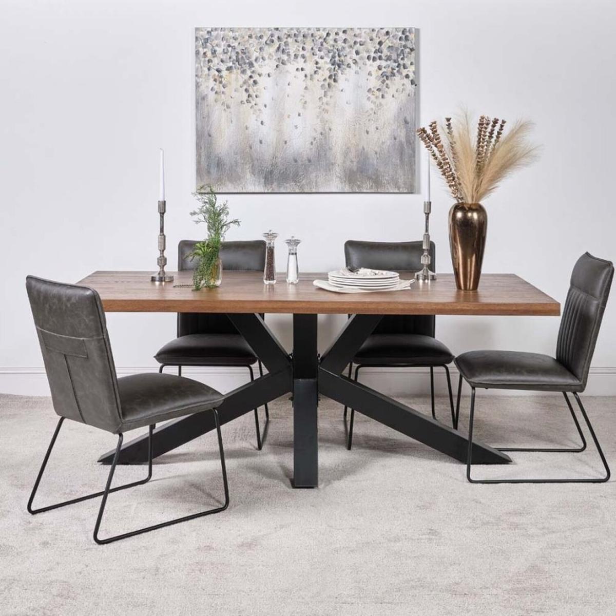 Soho Dining Table 200cm 4 Hardy Dining Chairs - Grey