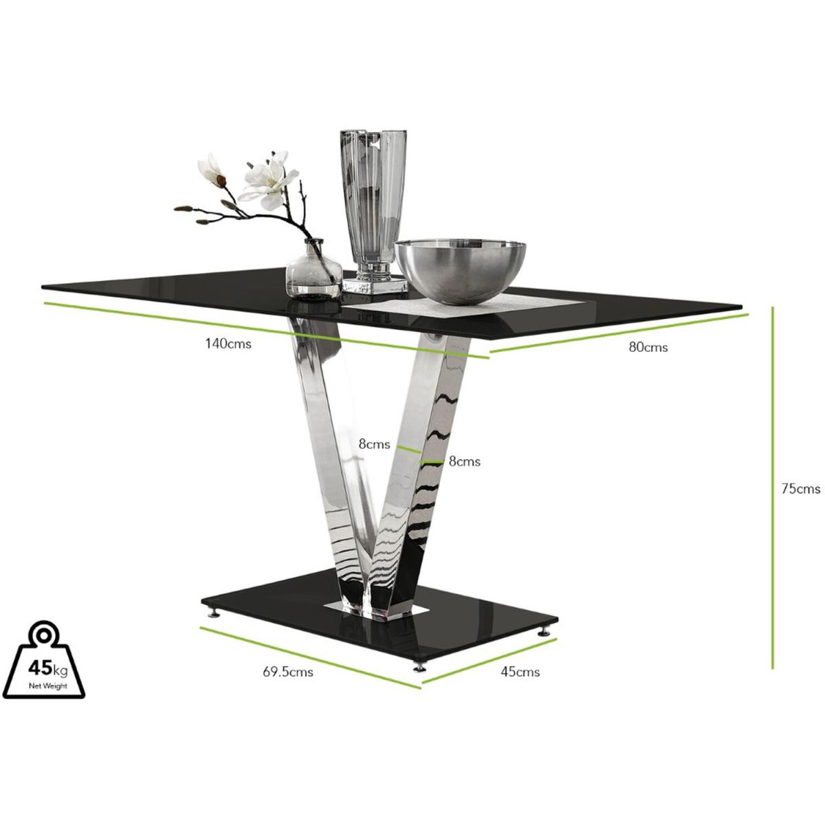 Florini V Black Dining Table and 6 Pesaro Silver Leg Chairs - Grey – image 16