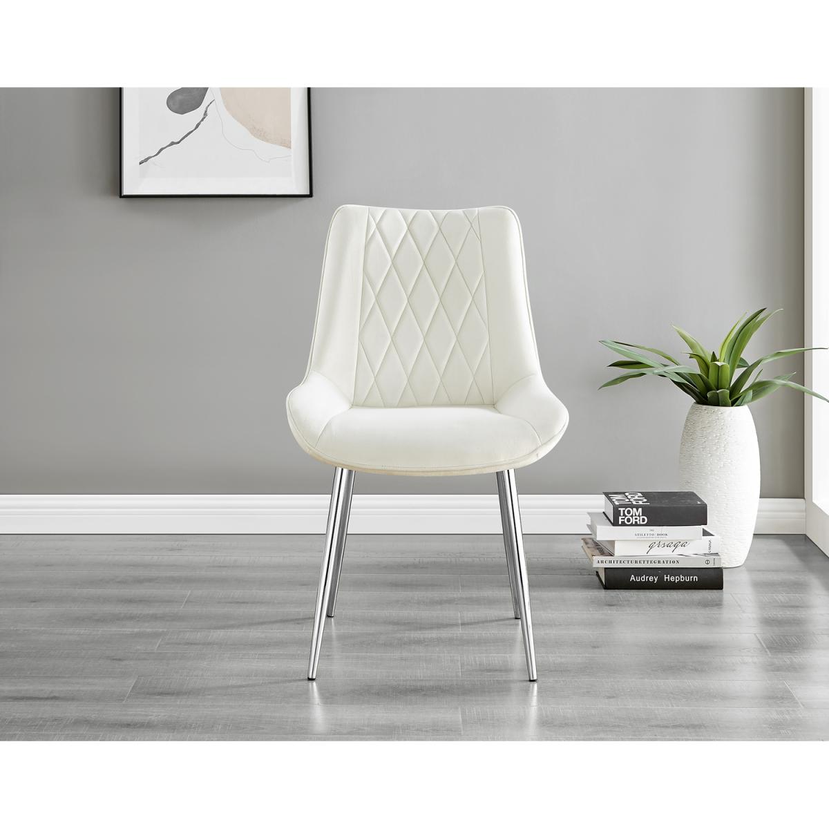 Andria Black Leg Marble Effect Dining Table and 6 Pesaro Silver Leg Chairs - Blue – image 15