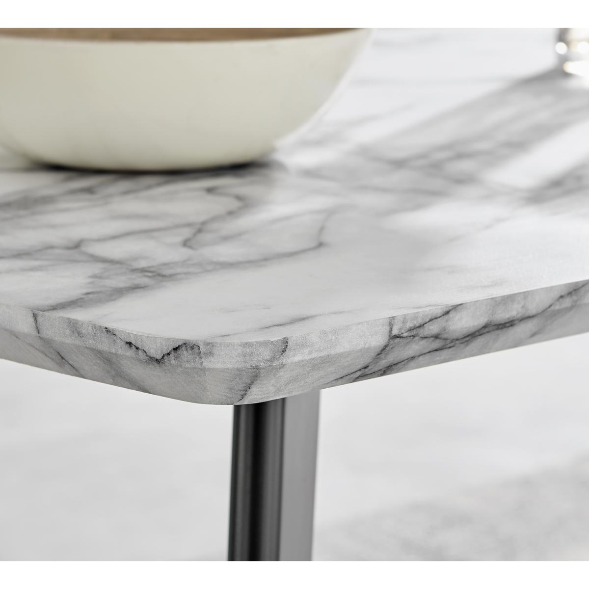 Andria Black Leg Marble Effect Dining Table and 6 Pesaro Silver Leg Chairs - Blue – image 3