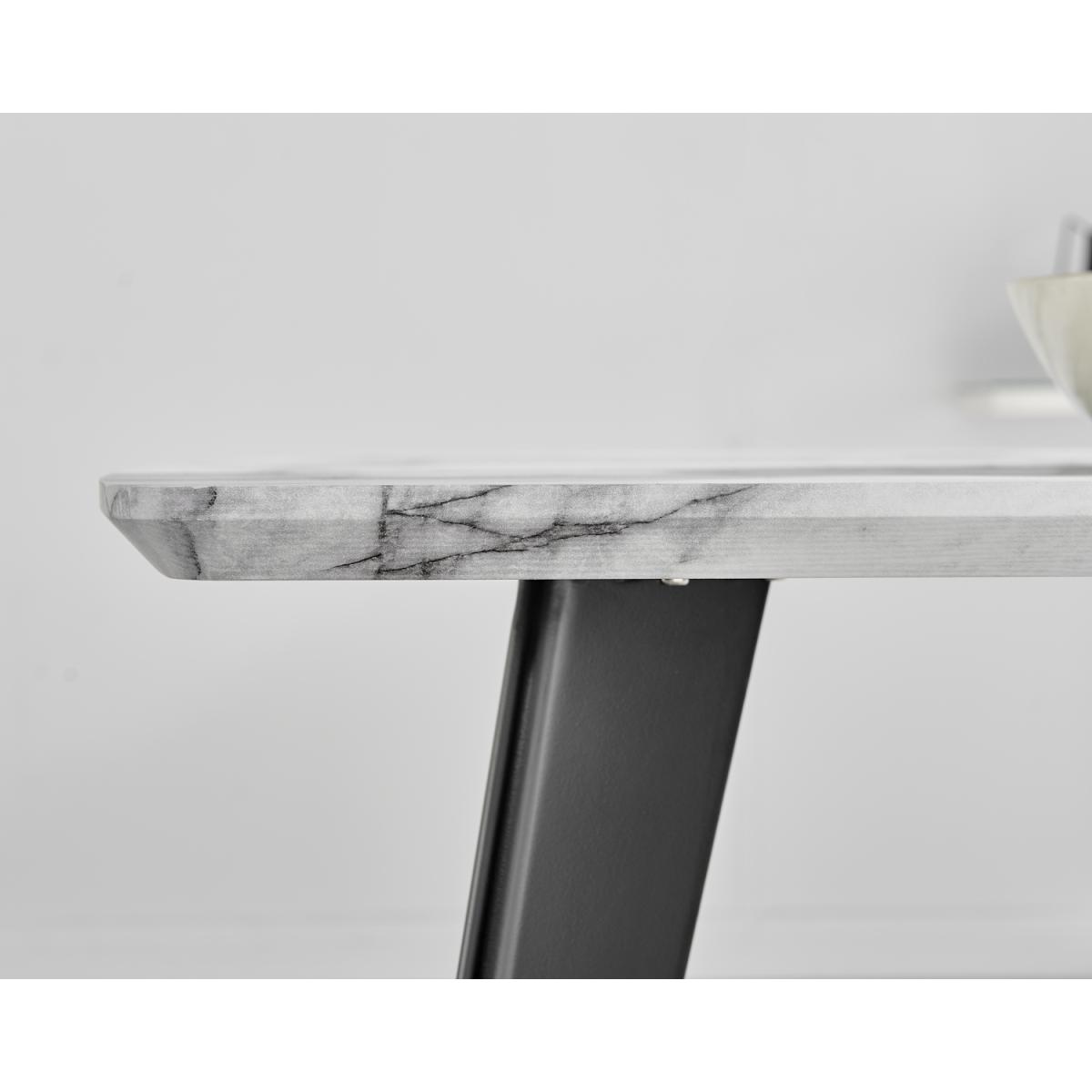 Andria Black Leg Marble Effect Dining Table and 6 Pesaro Silver Leg Chairs - Blue – image 4