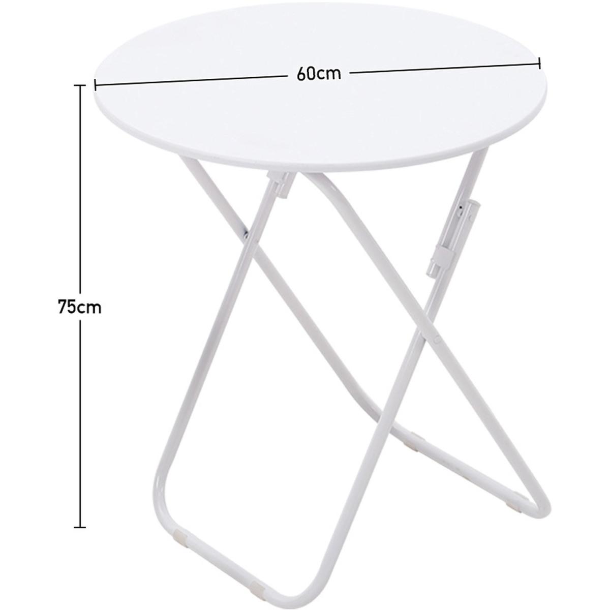 Foldable Round Wooden Dinner Side Table Garden Camping - Black / 60cm – image 8