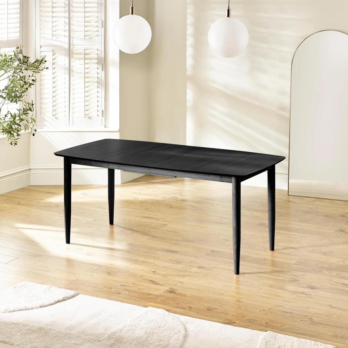 Leif Black Wood Extending Dining Table with 8 Delta Chairs - Tan – image 4