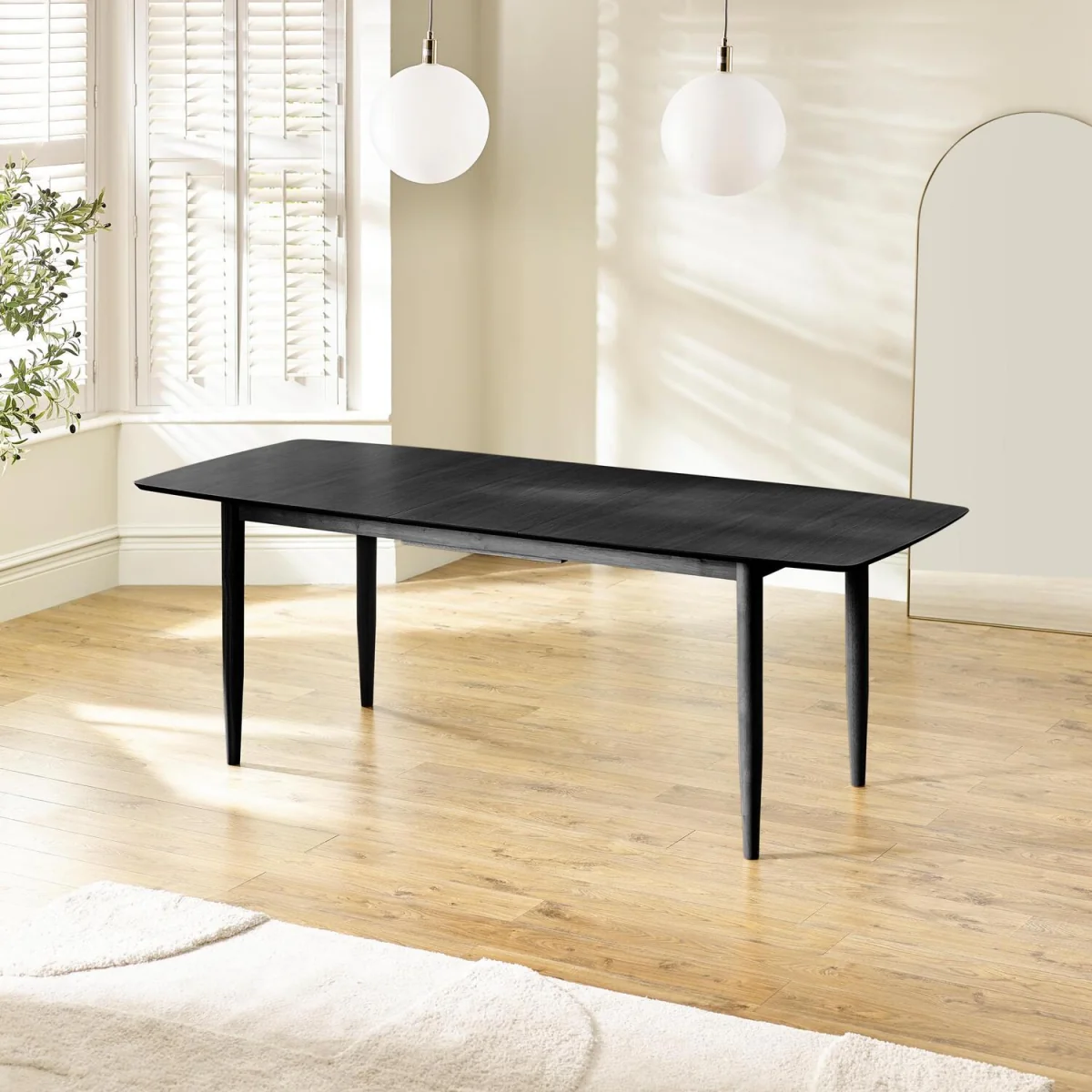 Leif Black Wood Extending Dining Table with 8 Delta Chairs - Tan – image 5