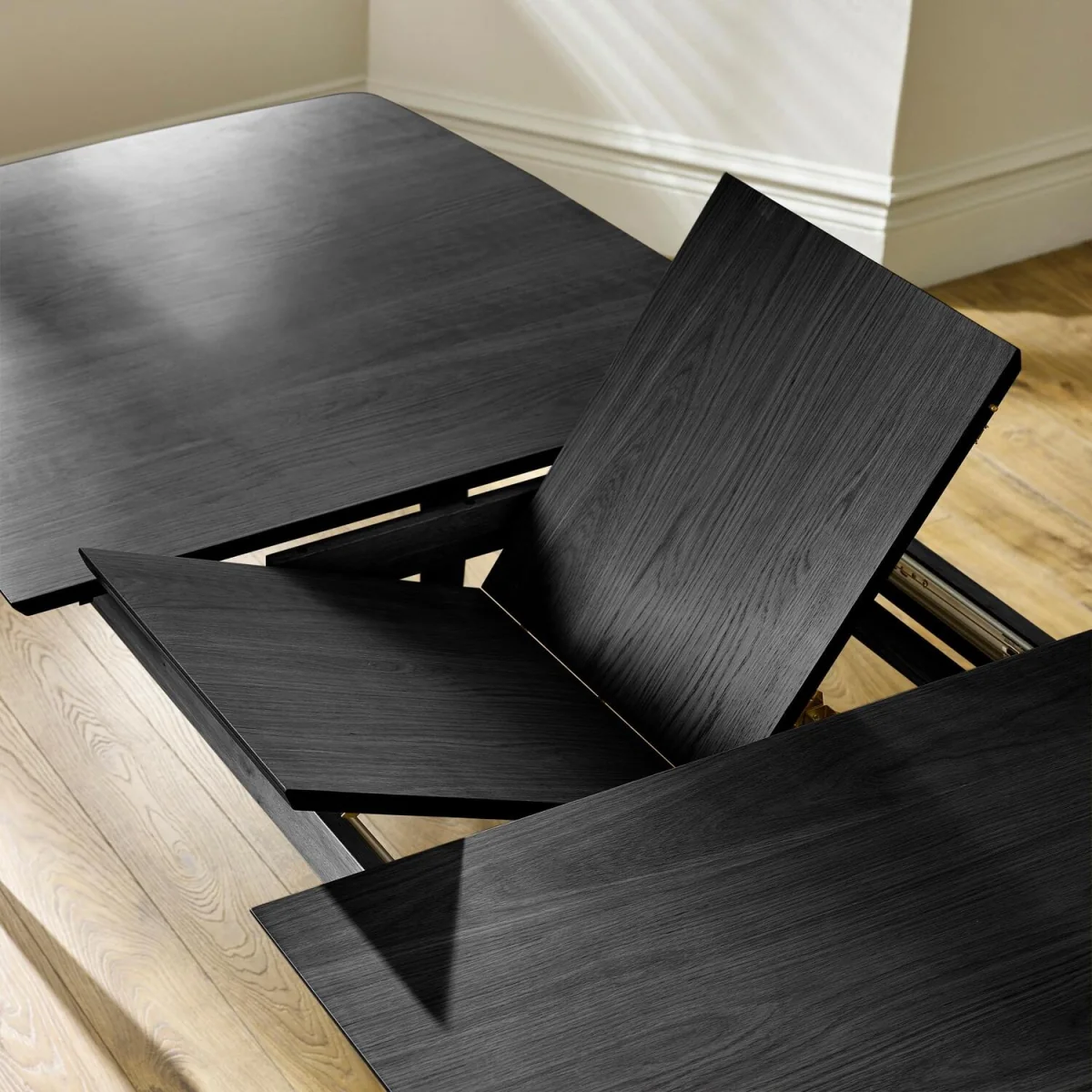 Leif Black Wood Extending Dining Table with 8 Delta Chairs - Tan – image 6