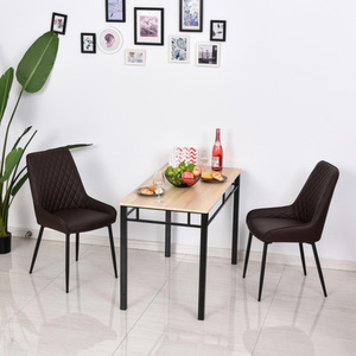 Set Of 2 Quilted PU Leather Dining Chairs with Metal Frame - Grey – image 11
