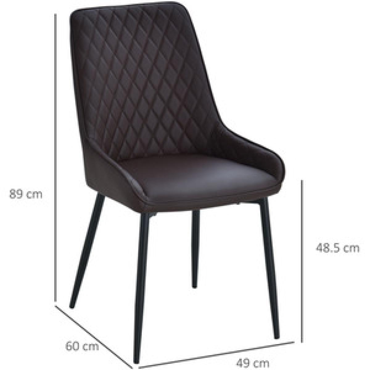 Set Of 2 Quilted PU Leather Dining Chairs with Metal Frame - Grey – image 12