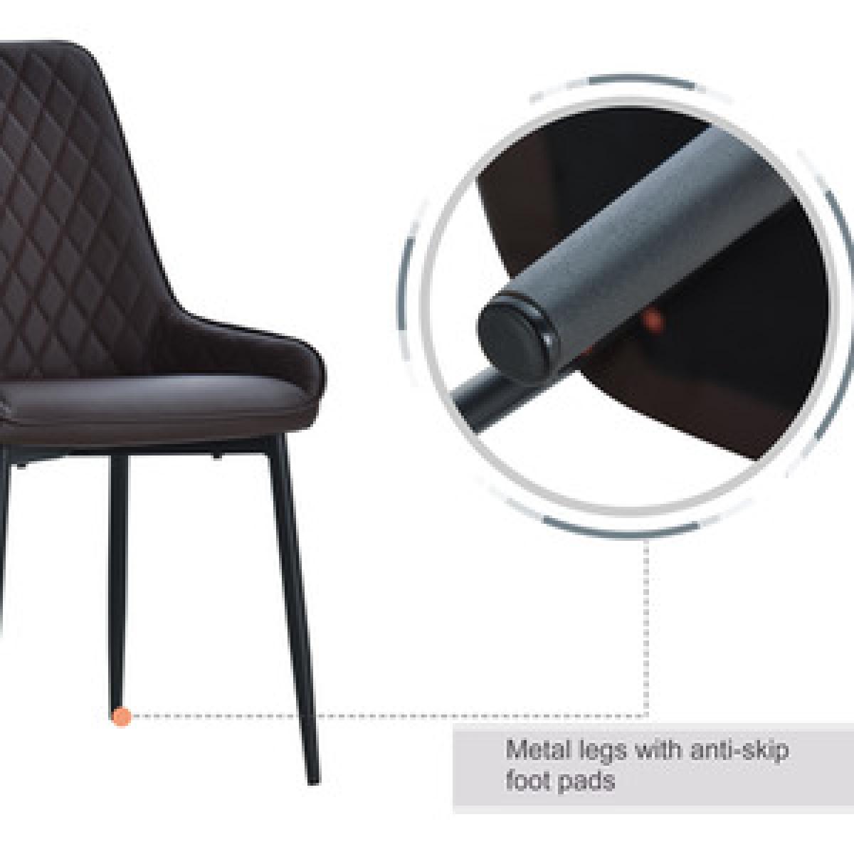 Set Of 2 Quilted PU Leather Dining Chairs with Metal Frame - Grey – image 15