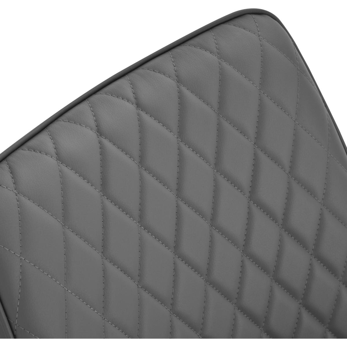 Set Of 2 Quilted PU Leather Dining Chairs with Metal Frame - Grey – image 5