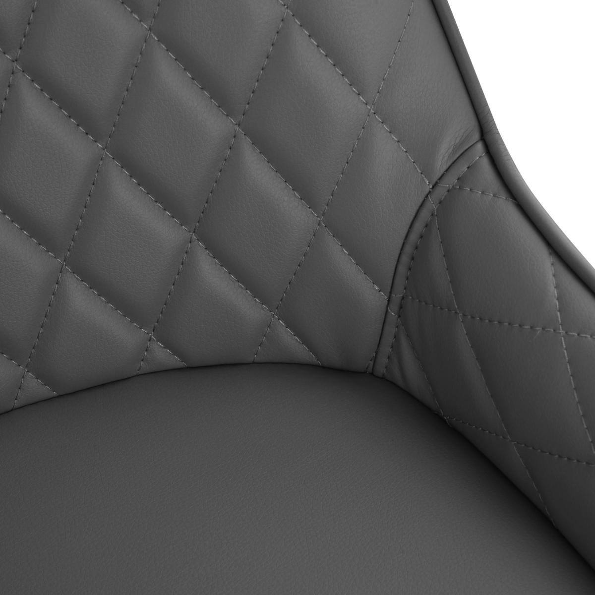 Set Of 2 Quilted PU Leather Dining Chairs with Metal Frame - Grey – image 6