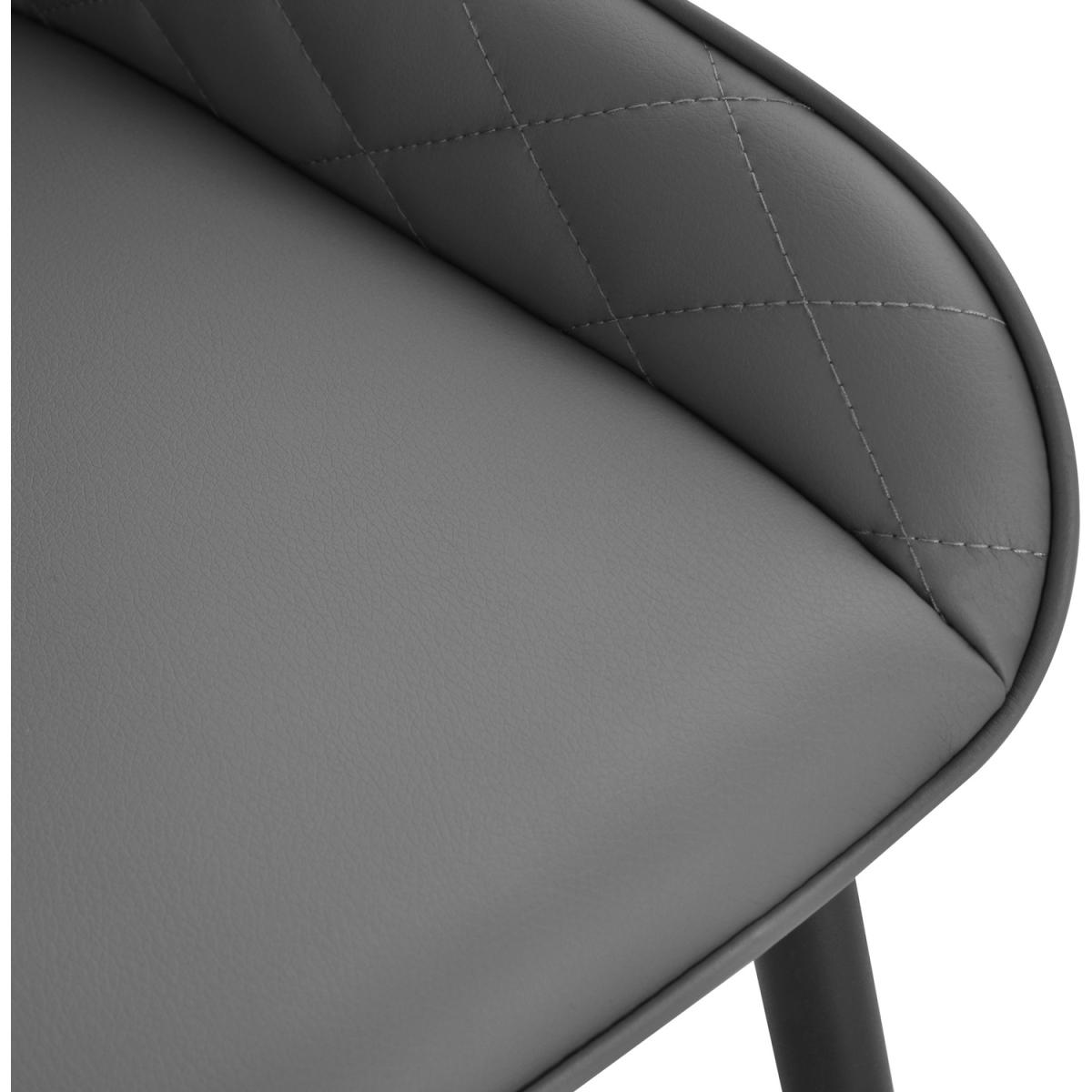Set Of 2 Quilted PU Leather Dining Chairs with Metal Frame - Grey – image 8