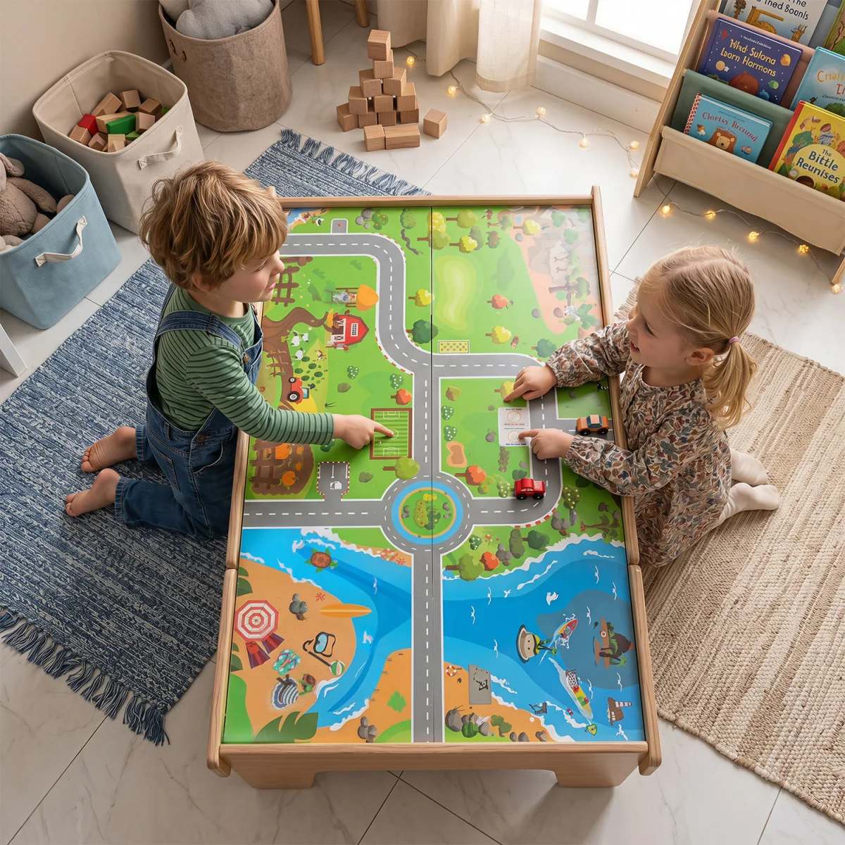 110 Piece Wooden Train Table - Brown – image 5