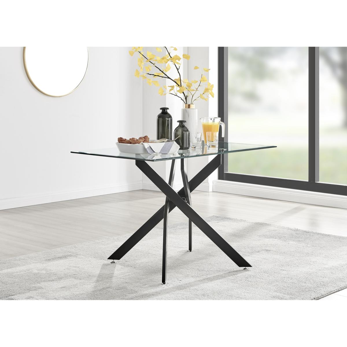Leonardo Black Leg Glass Dining Table With 4 Pesaro Black Leg Chairs - Grey – image 11