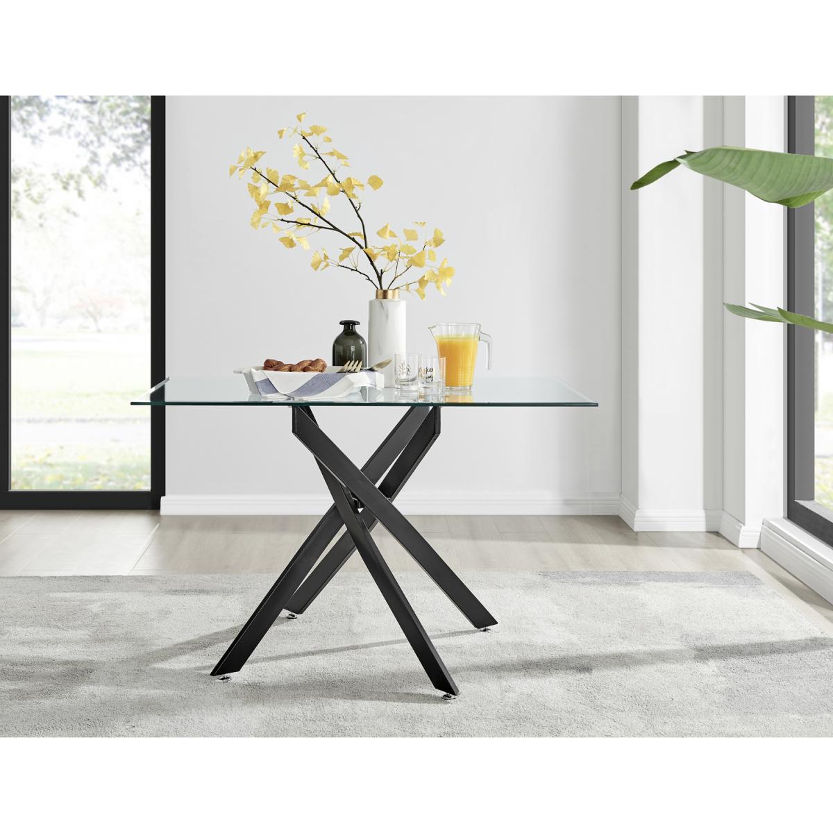 Leonardo Black Leg Glass Dining Table With 4 Pesaro Black Leg Chairs - Grey – image 12
