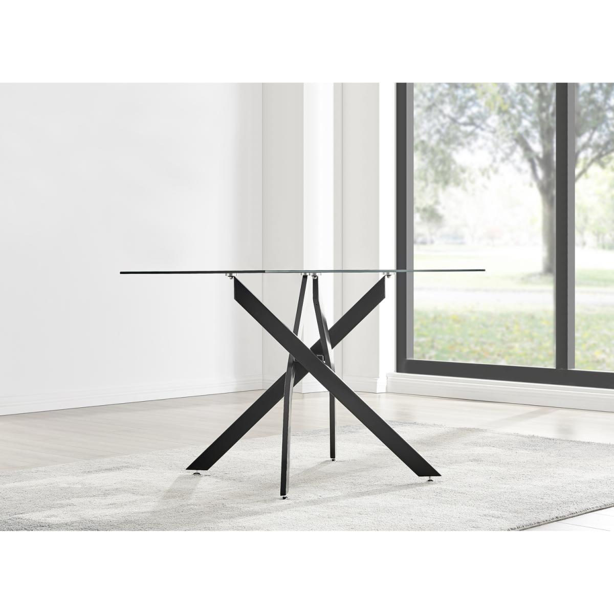 Leonardo Black Leg Glass Dining Table With 4 Pesaro Black Leg Chairs - Grey – image 13