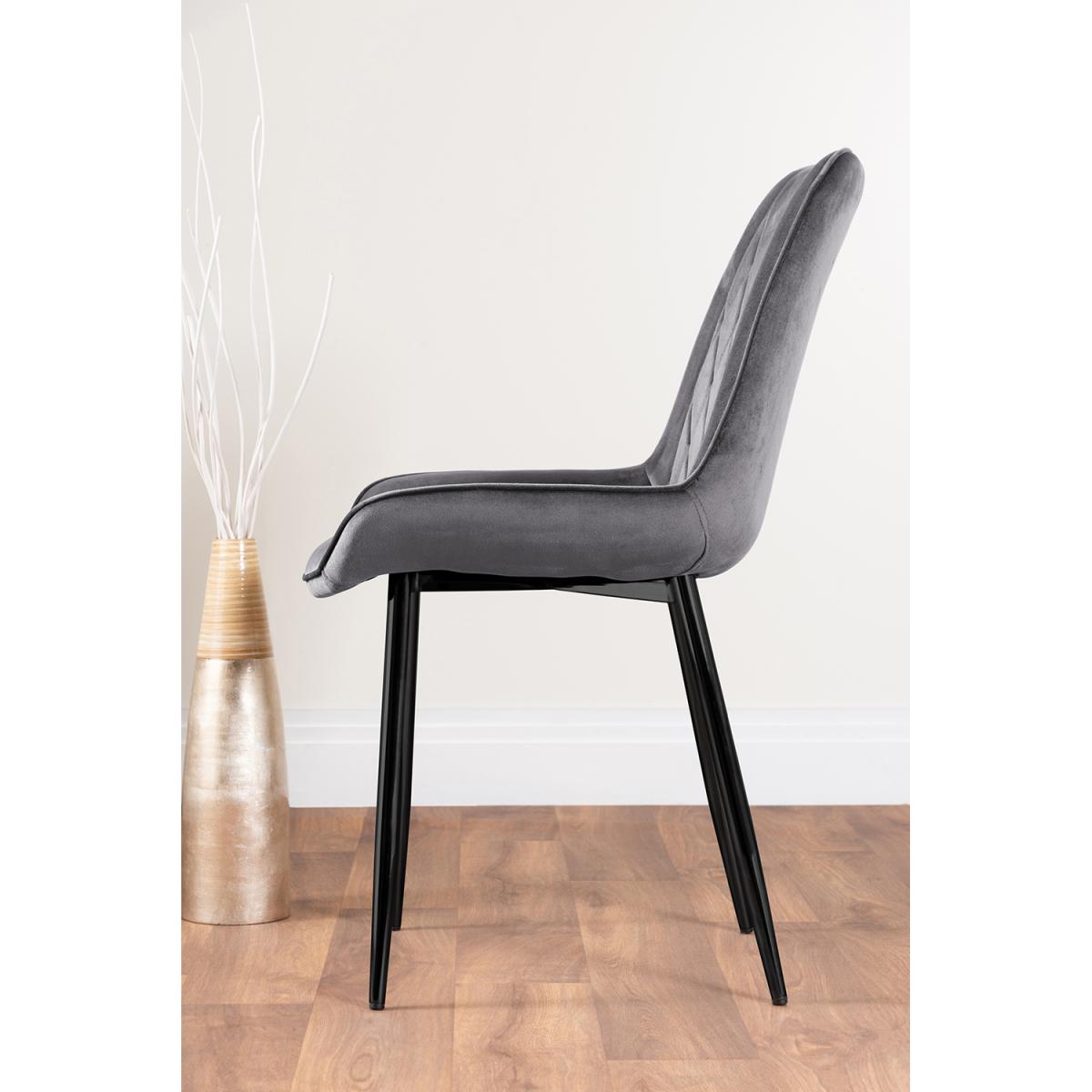 Leonardo Black Leg Glass Dining Table With 4 Pesaro Black Leg Chairs - Grey – image 4