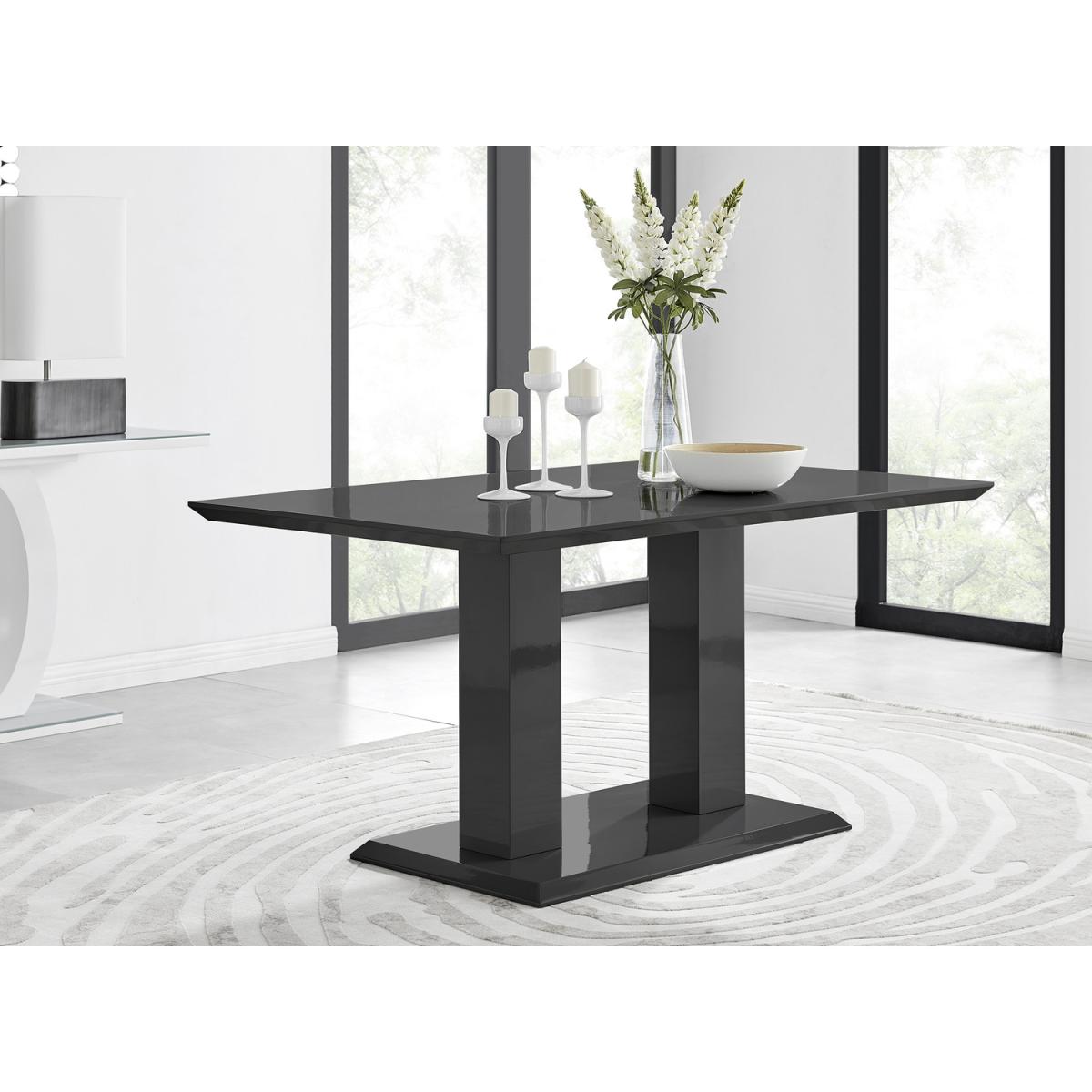 Imperia 6-Person Black Dining Table with 6 Pesaro Gold Leg Chairs - Green – image 11