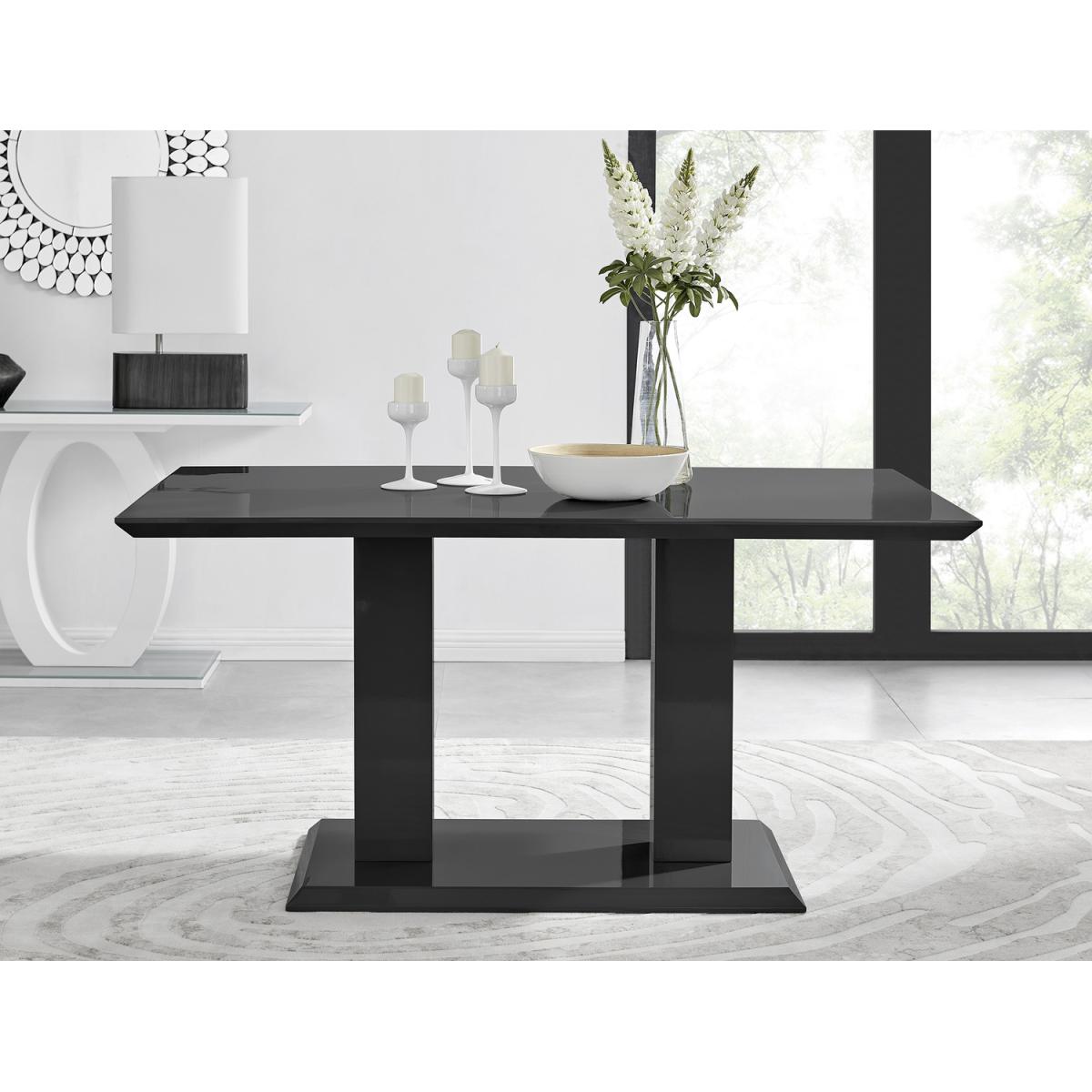 Imperia 6-Person Black Dining Table with 6 Pesaro Gold Leg Chairs - Green – image 12