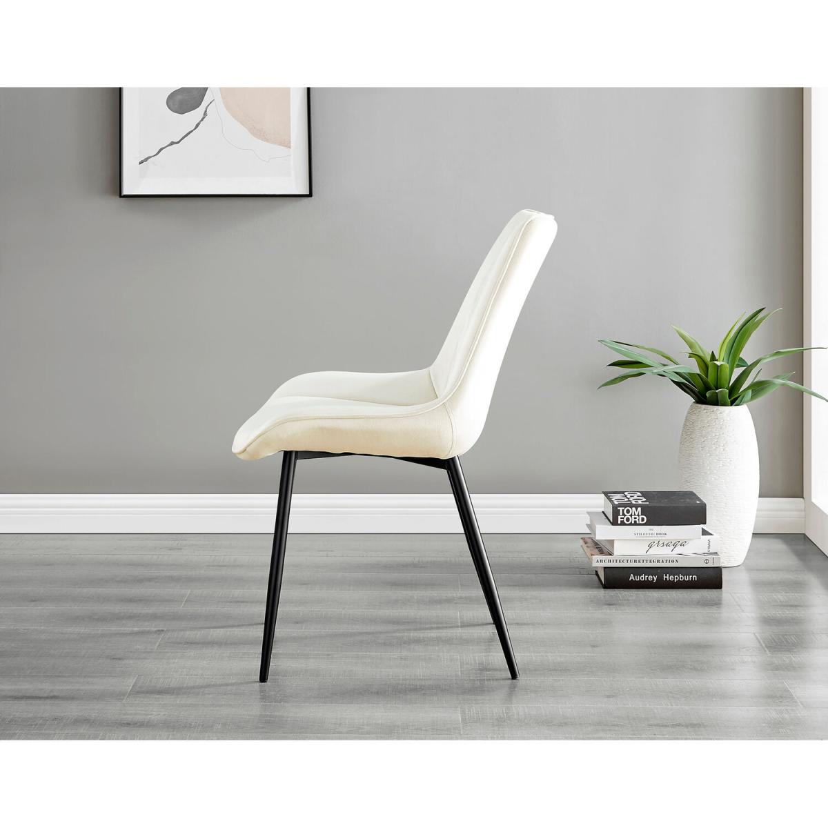 Elina White Marble Effect Round Dining Table and 2 Pesaro Black Leg Chairs - Cream – image 4