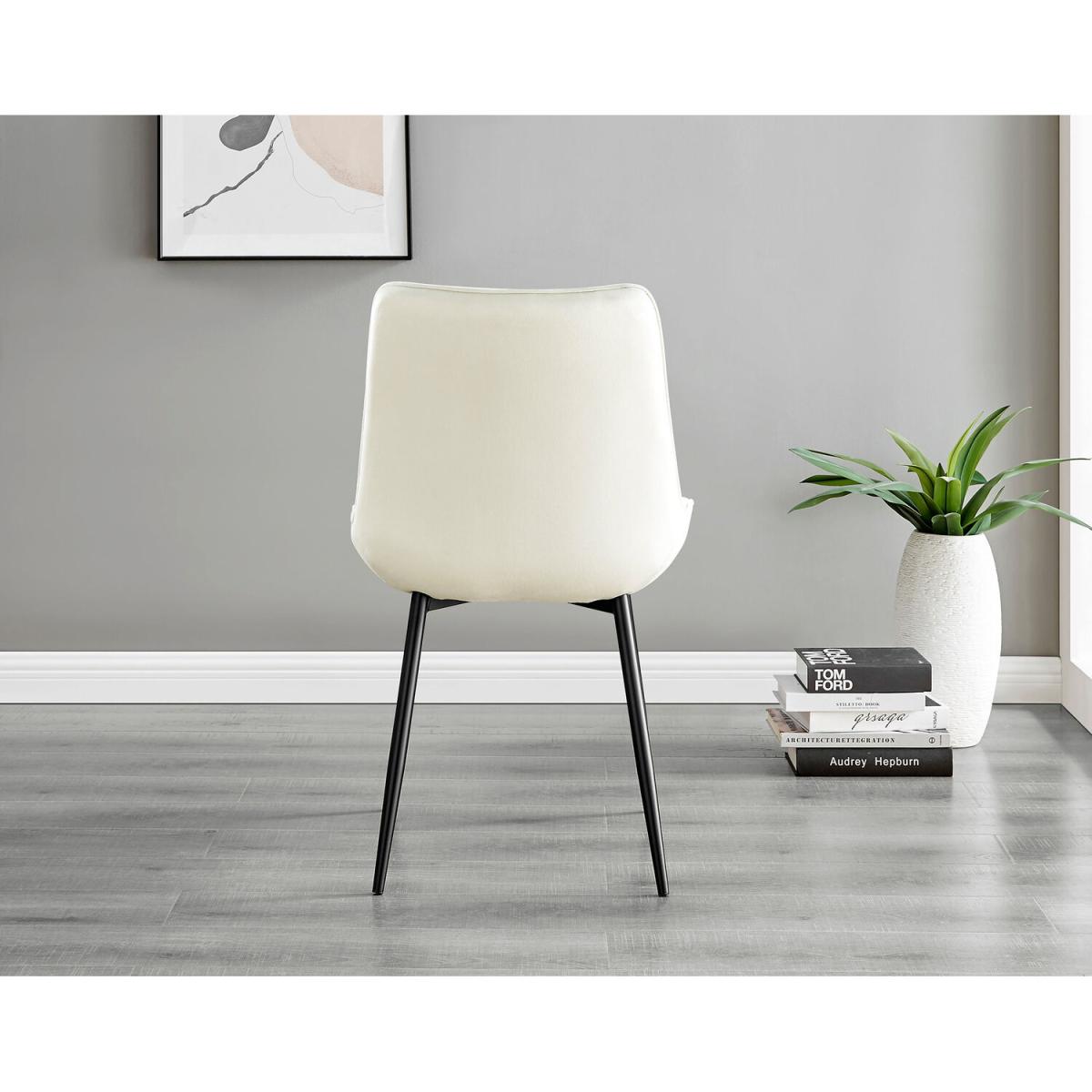 Elina White Marble Effect Round Dining Table and 2 Pesaro Black Leg Chairs - Cream – image 5