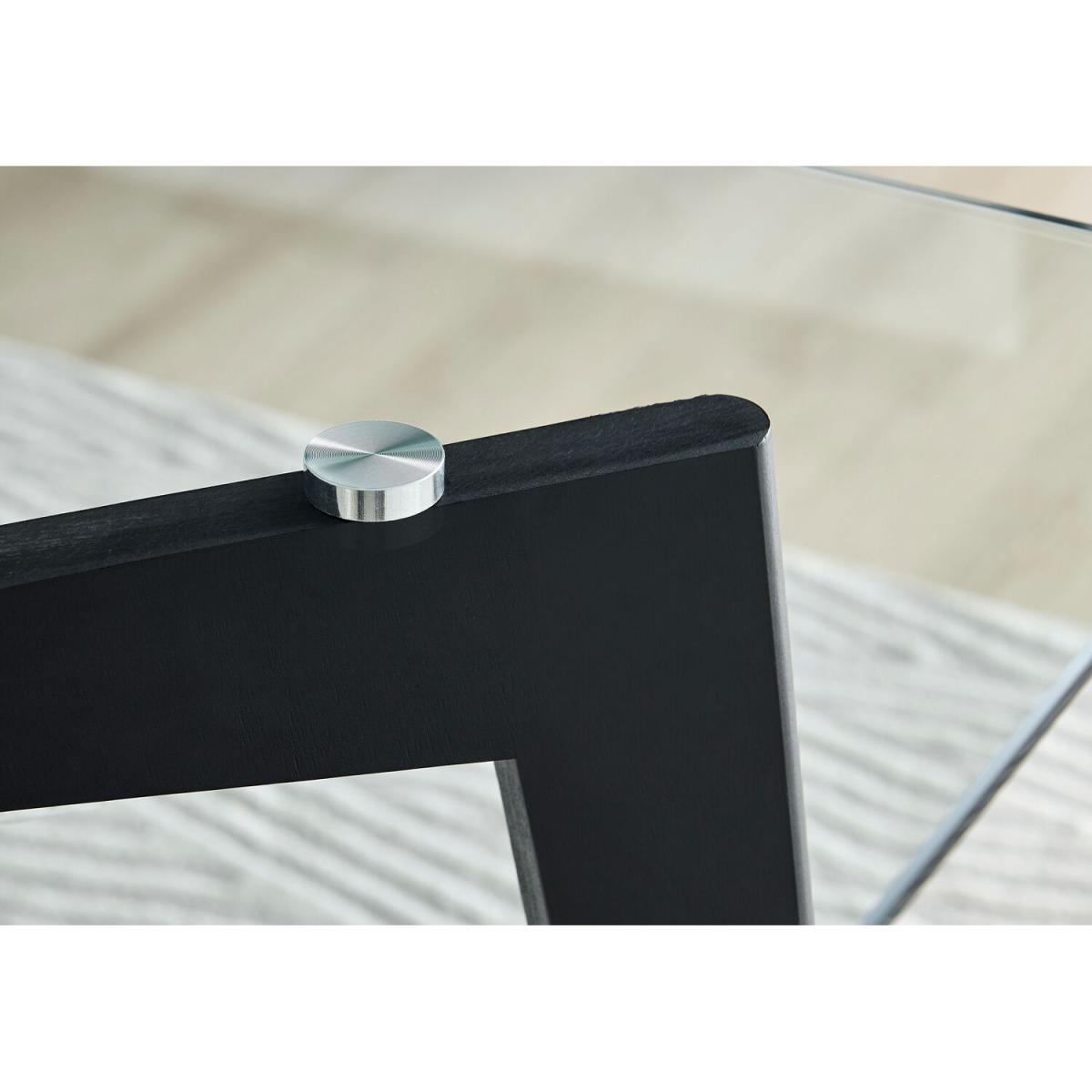 Malmo Glass and Black Leg Dining Table and 4 Pesaro Black Leg Chairs - Blue – image 8