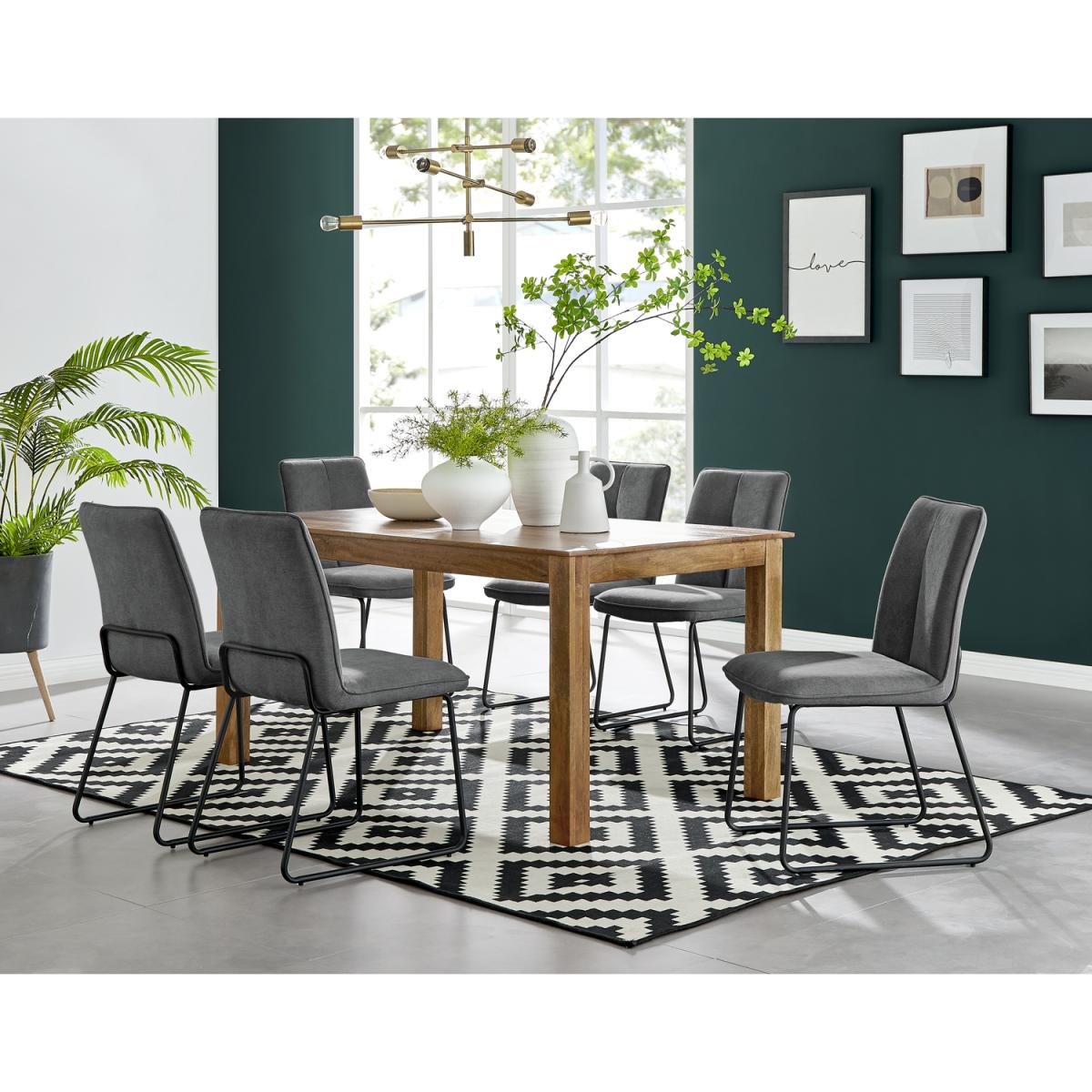 Anders Honey Solid Wood Dining Table  6 Halle Chairs - Taupe – image 28