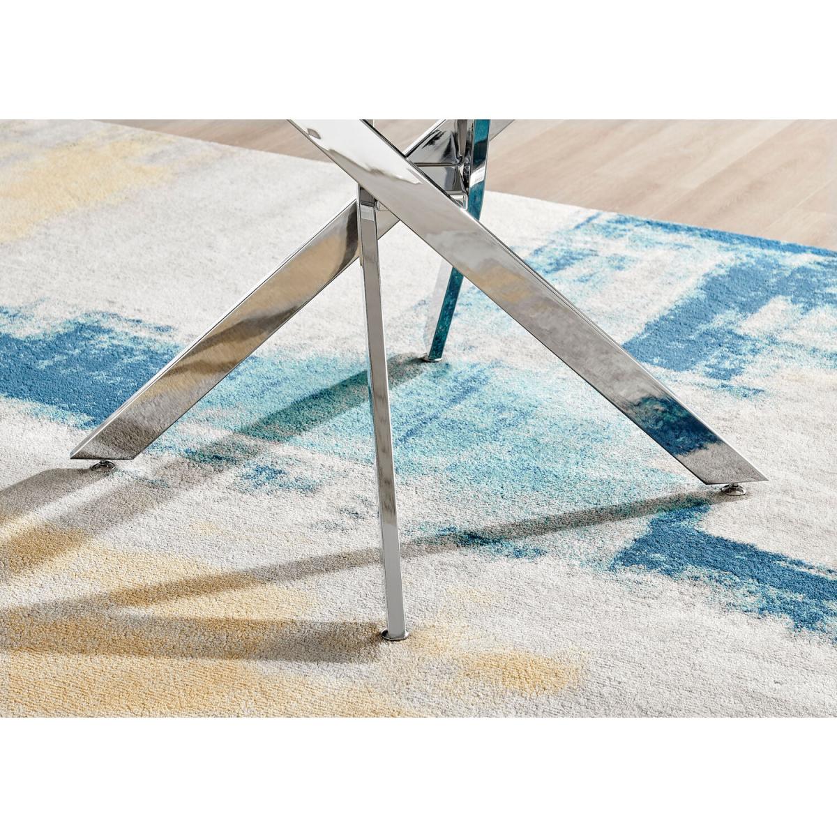 Novara White Marble Effect 120cm Dining Table 6 Pesaro Silver Chairs - Navy – image 12