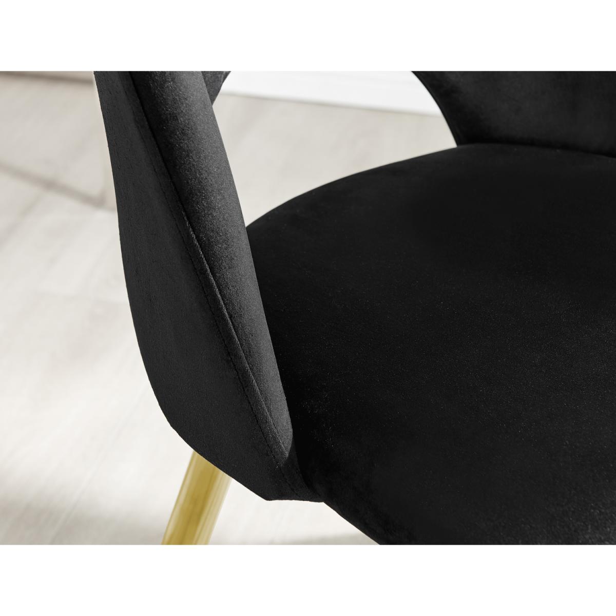 Palma White Marble Effect Dining Table and 4 Arlon Gold Leg Chairs - Black – image 6