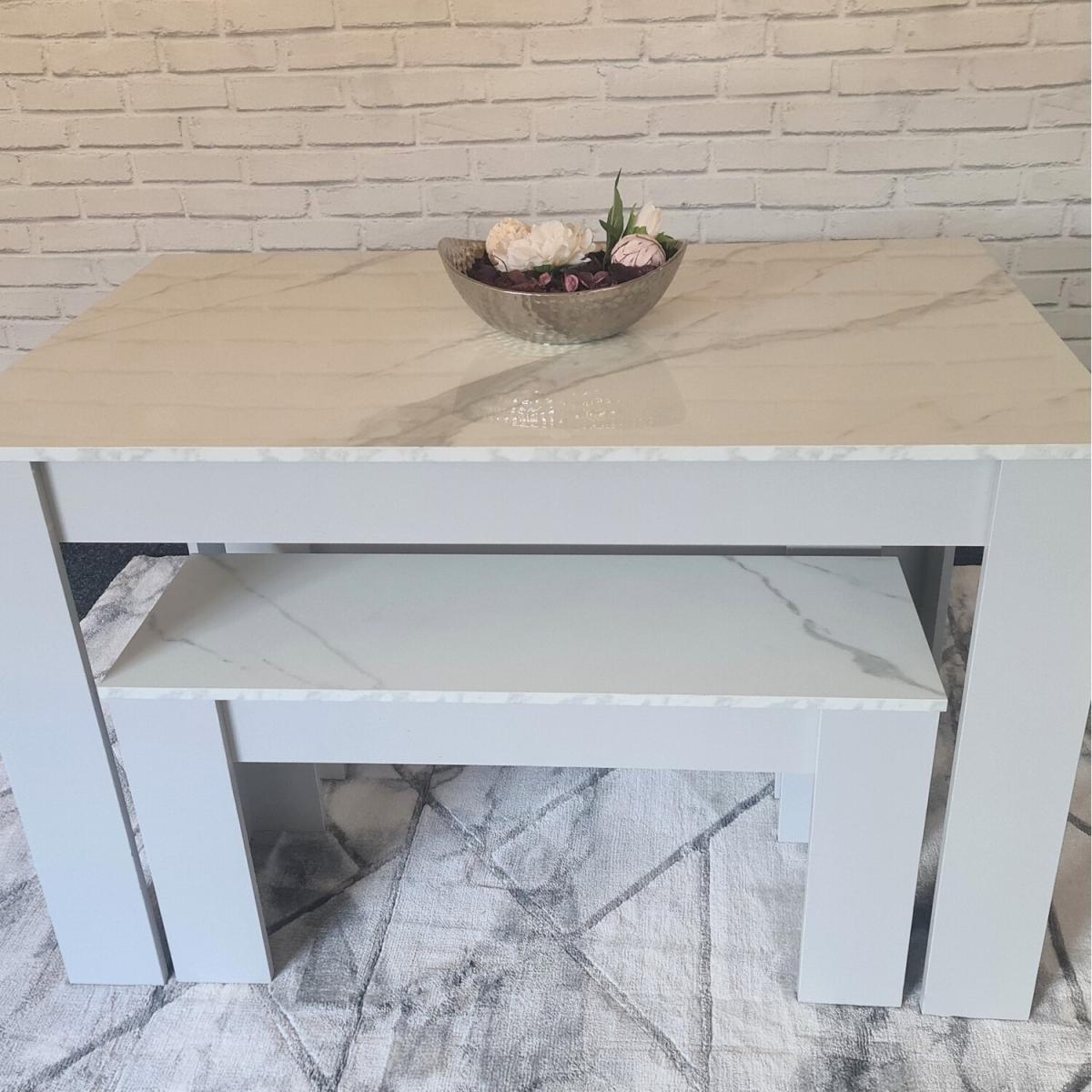 Kosy Koala Marble Effect Dining Table and 2 Benches Set - Marble Effect – image 13