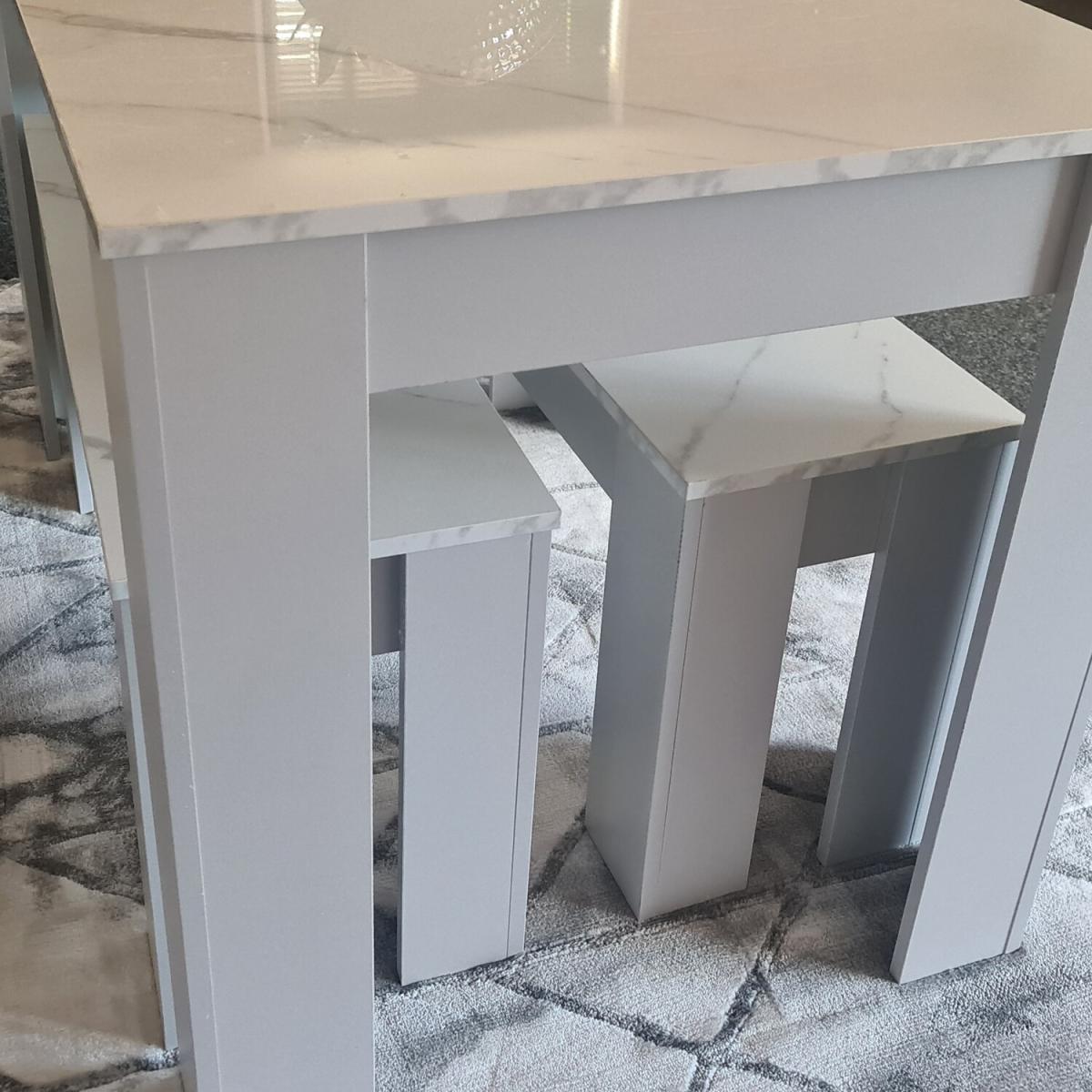 Kosy Koala Marble Effect Dining Table and 2 Benches Set - Marble Effect – image 14