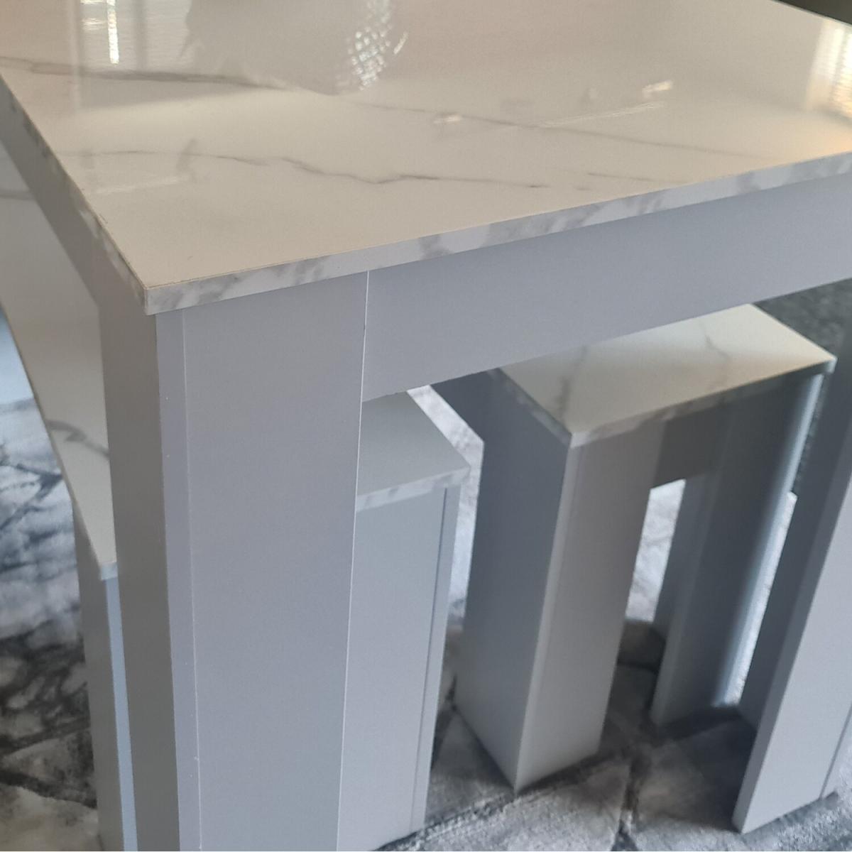 Kosy Koala Marble Effect Dining Table and 2 Benches Set - Marble Effect – image 15