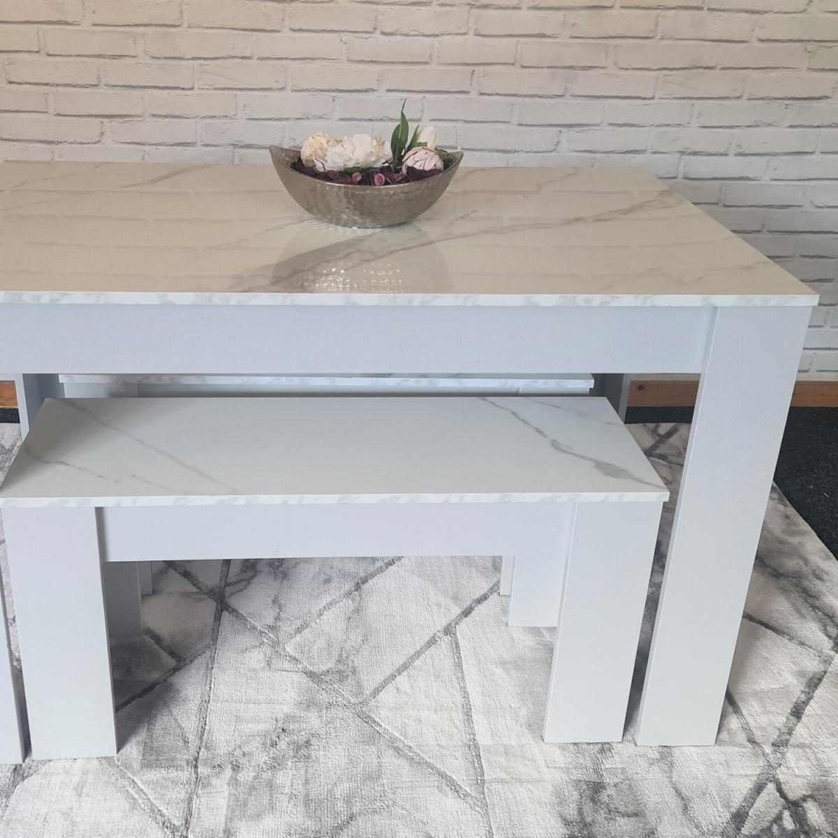 Kosy Koala Marble Effect Dining Table and 2 Benches Set - Marble Effect – image 19
