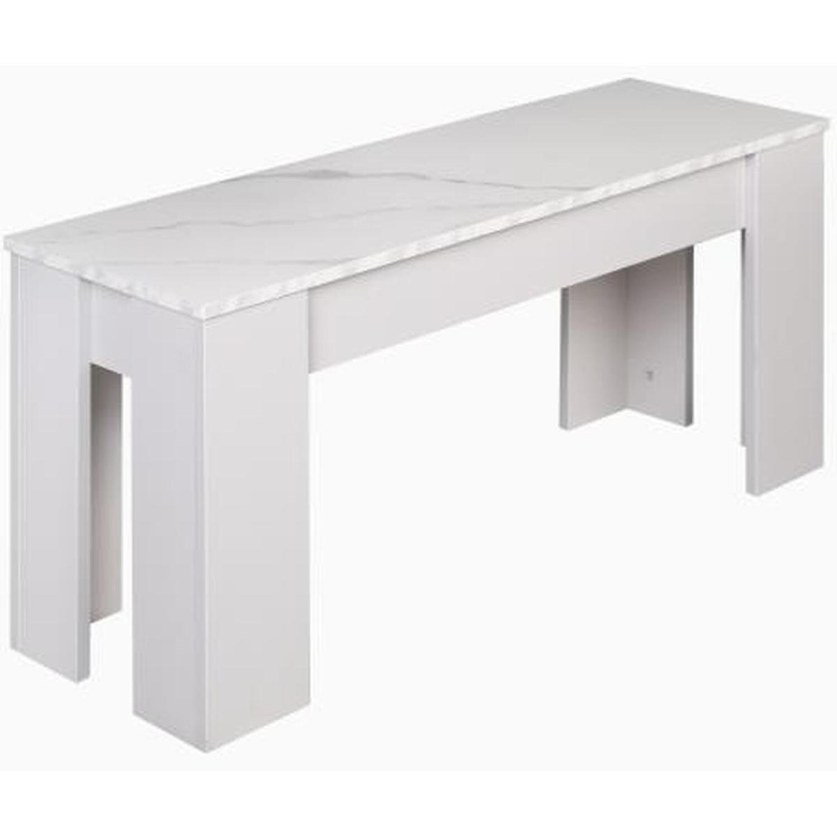 Kosy Koala Marble Effect Dining Table and 2 Benches Set - Marble Effect – image 3